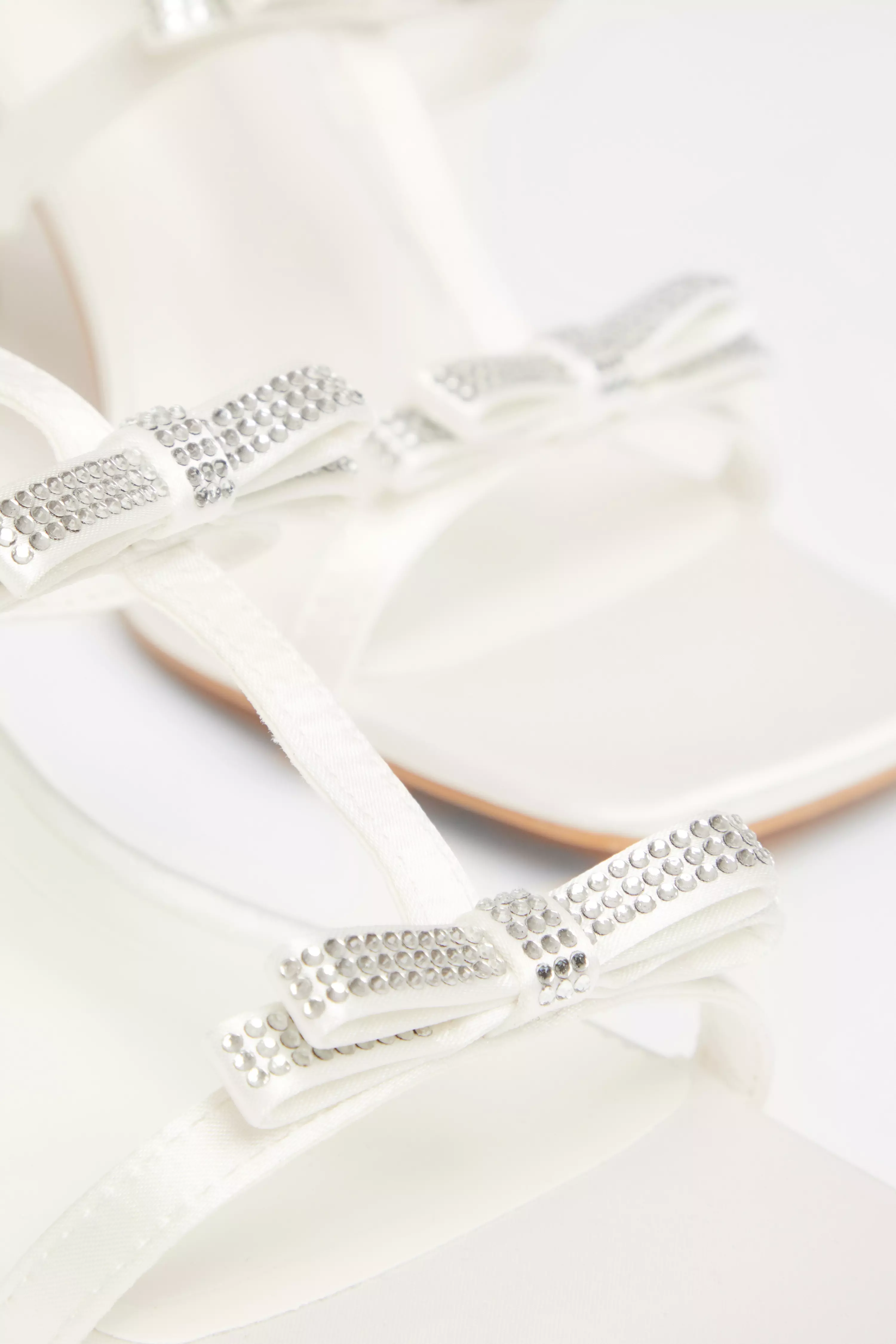 Bridal White Diamante Bow Heels