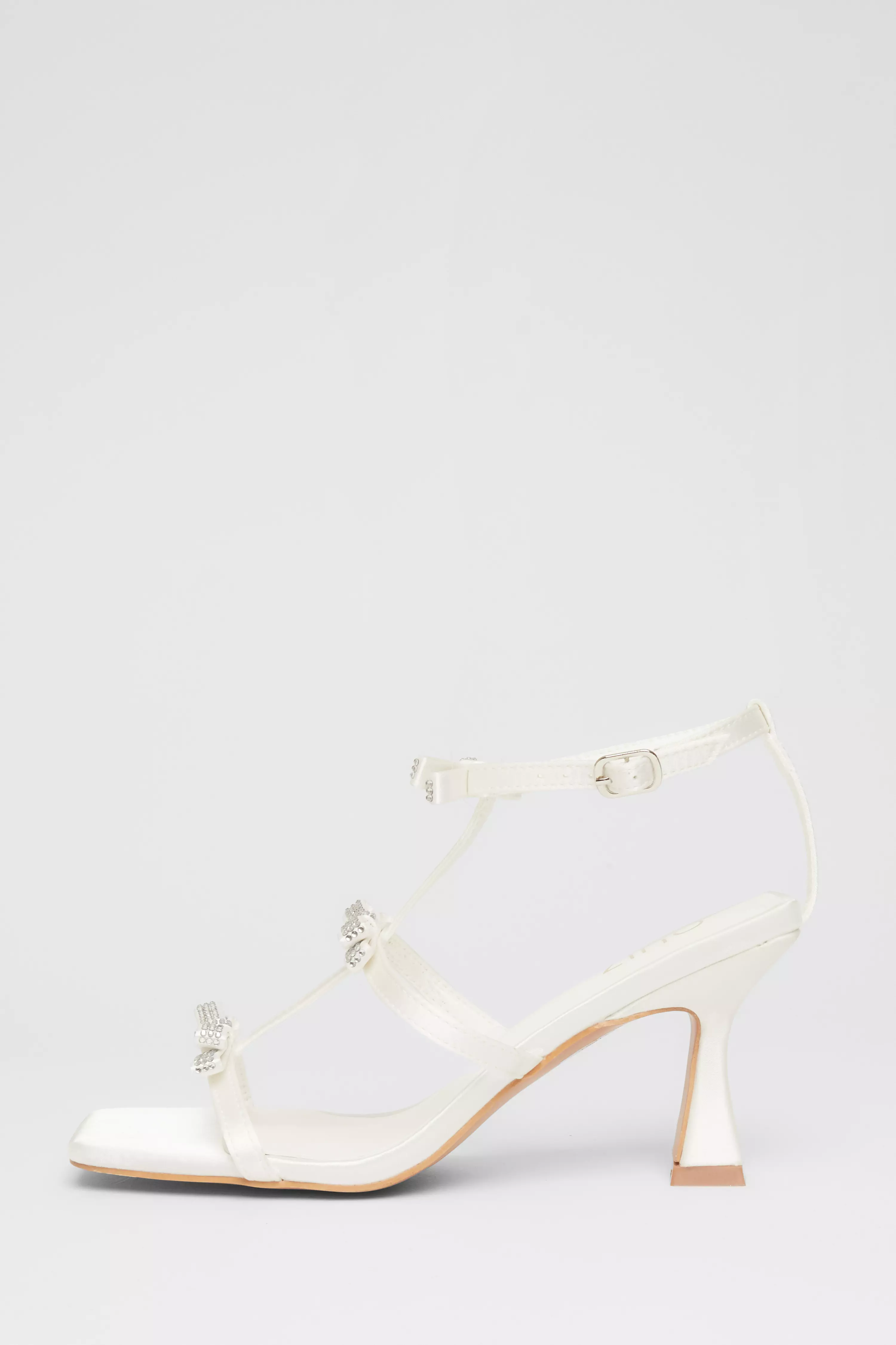 Bridal White Diamante Bow Heels