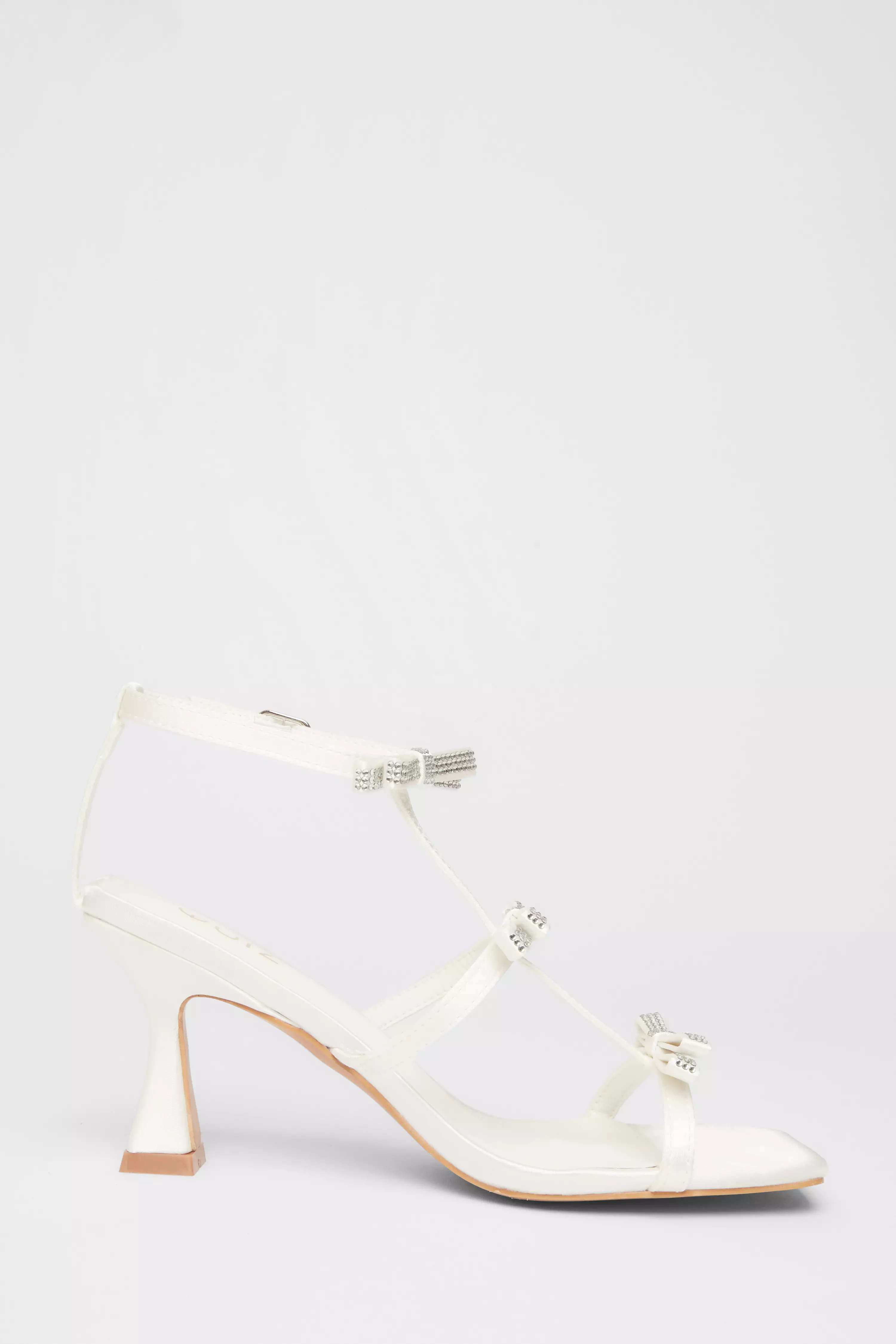 Bridal White Diamante Bow Heels