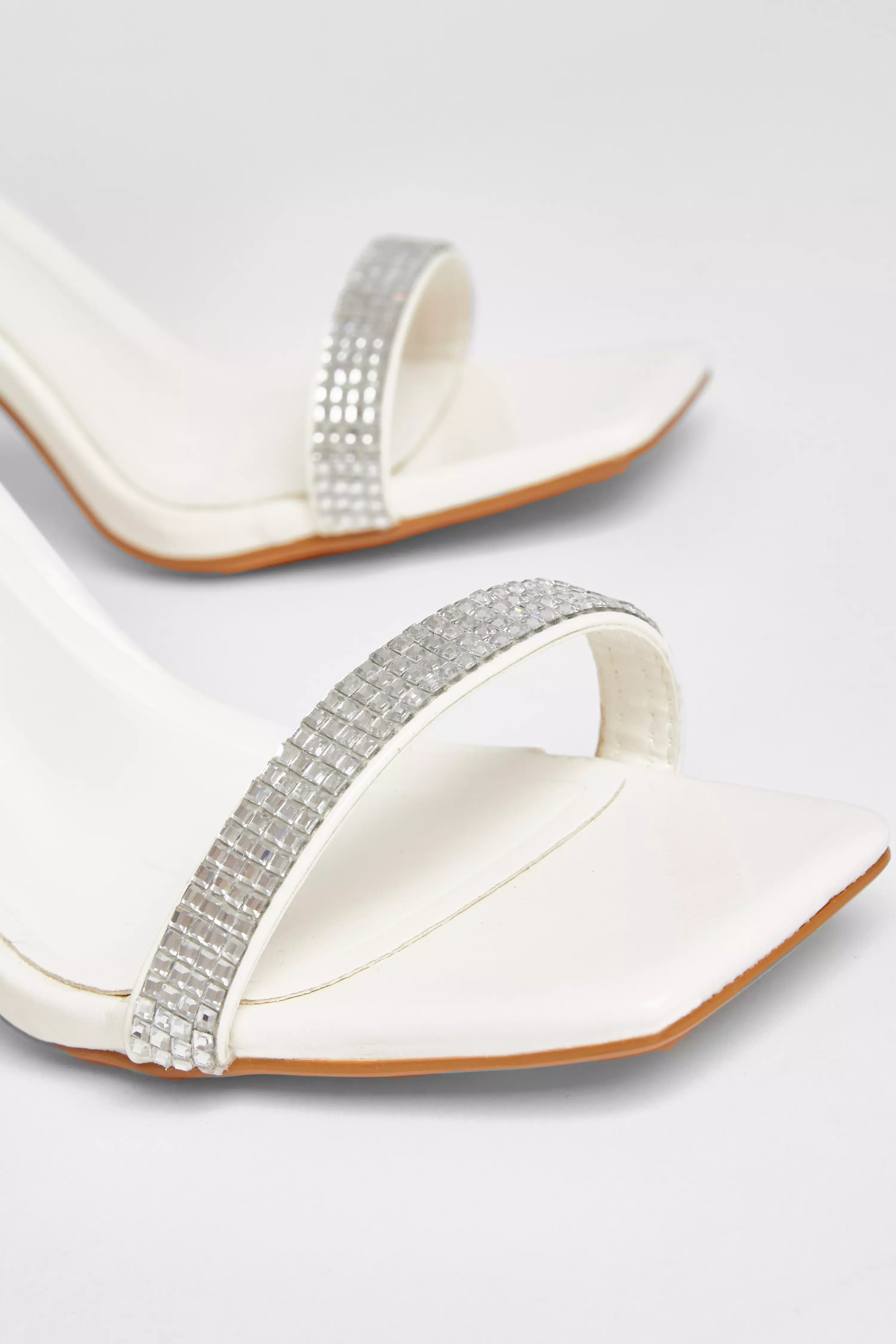 White Bridal Diamante Heels