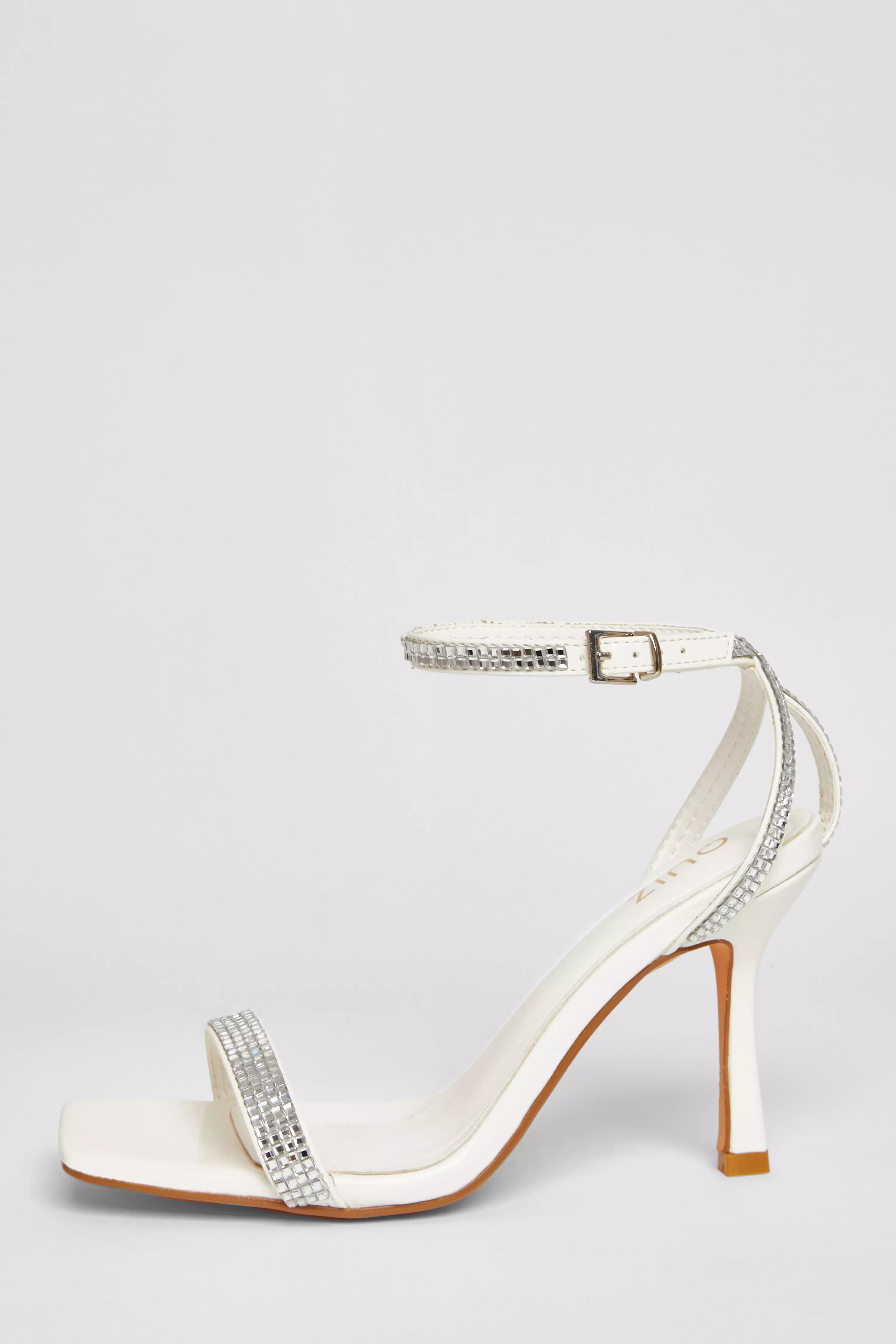 White Bridal Diamante Heels