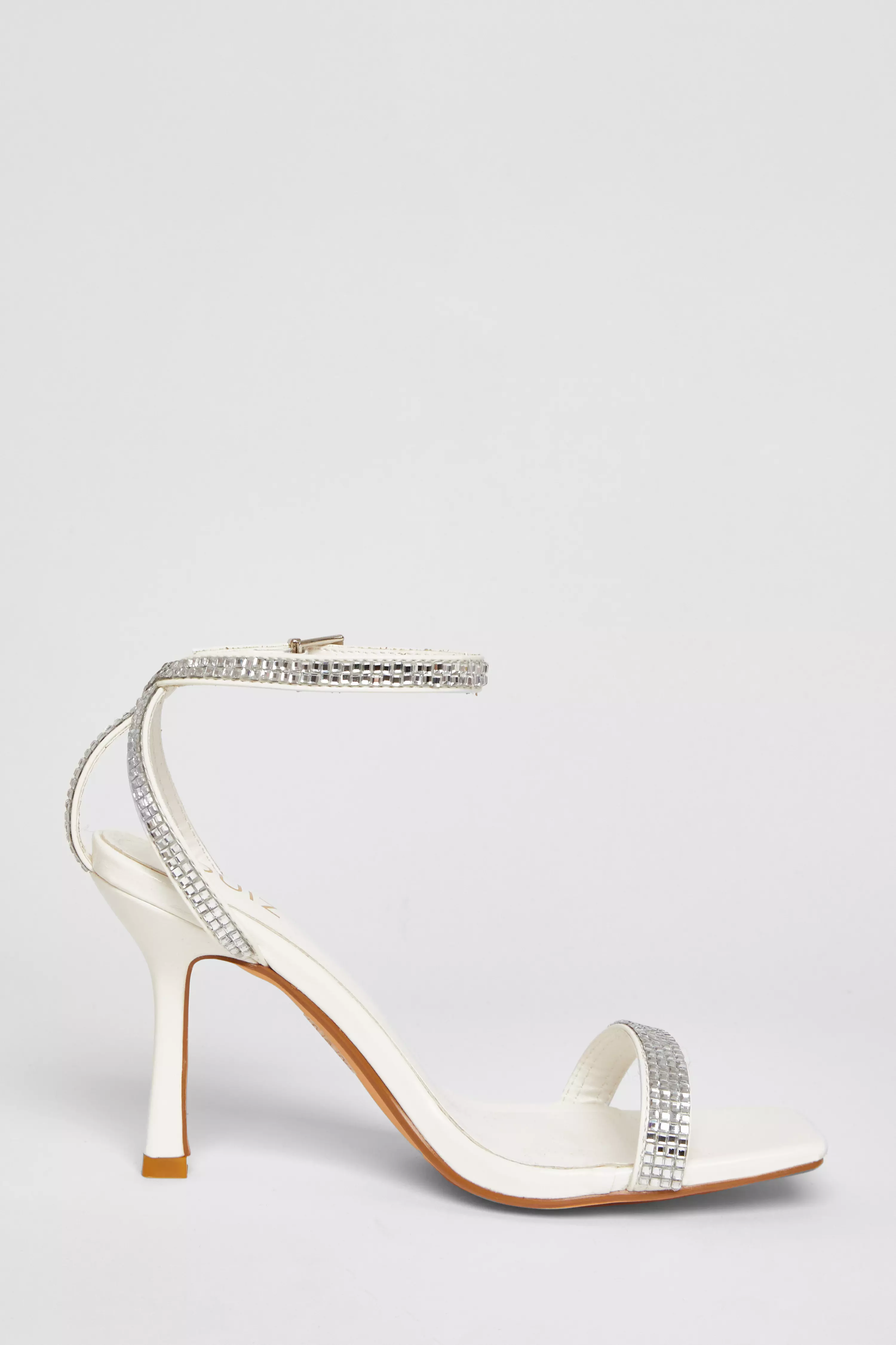 White Bridal Diamante Heels