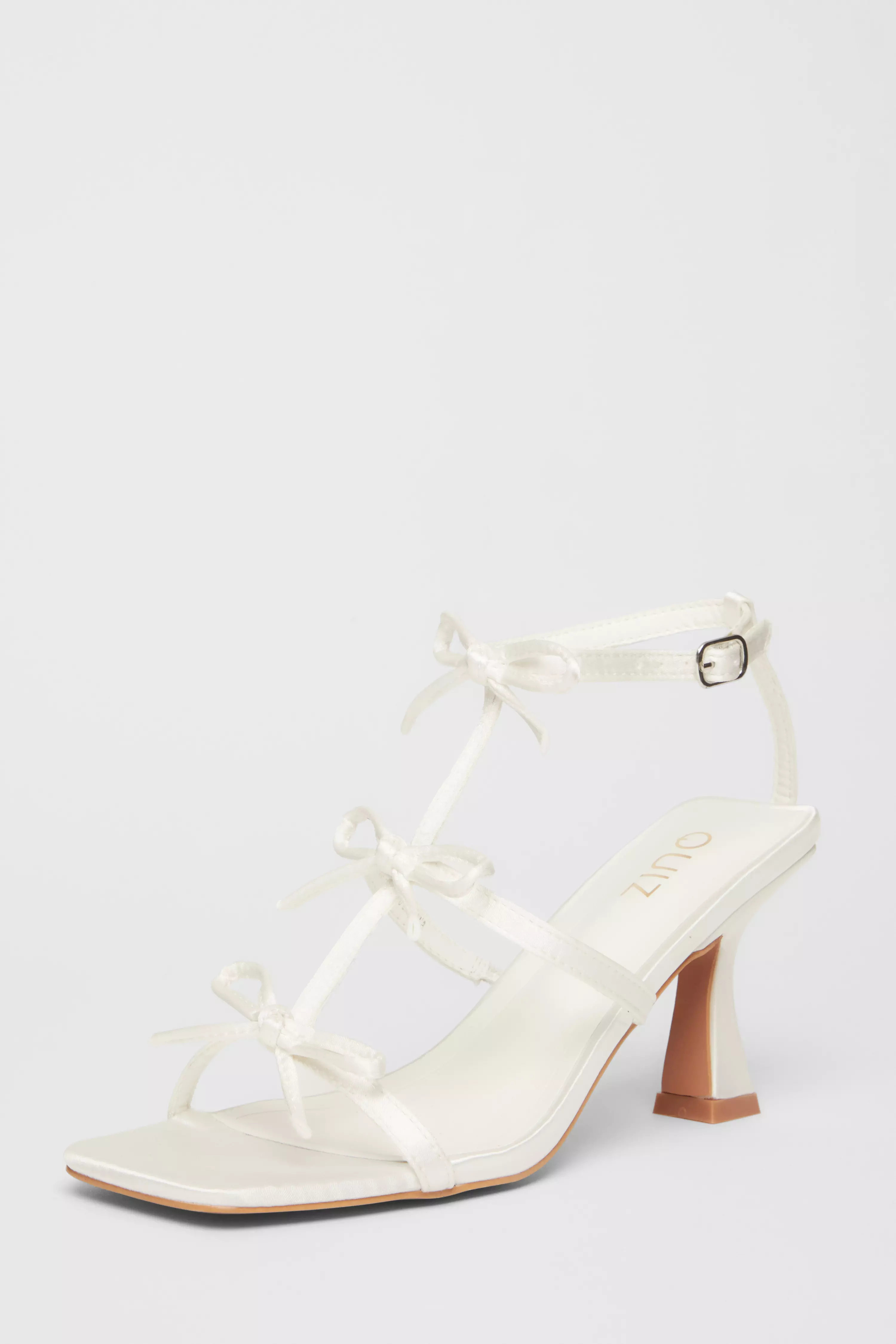 Bridal White Satin Bow Heels