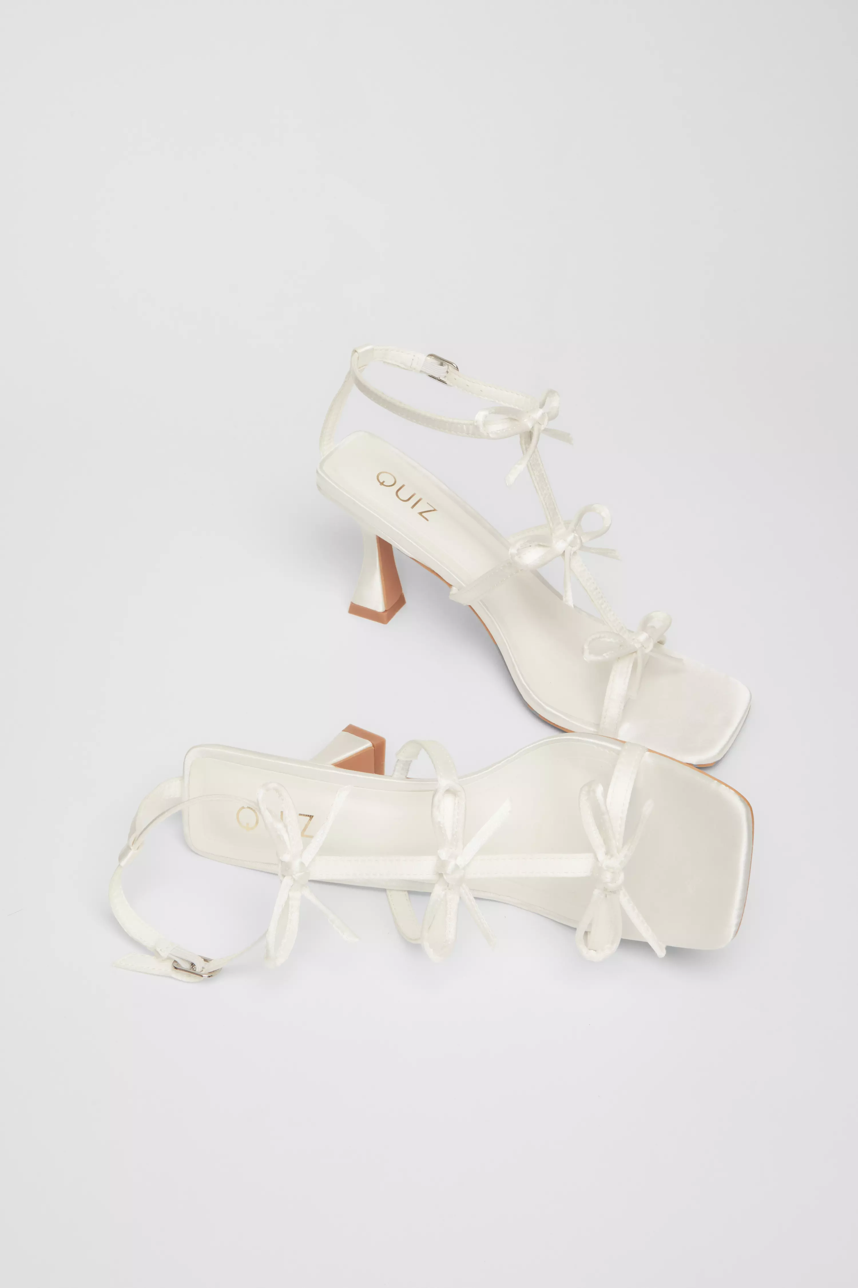 Bridal White Satin Bow Heels