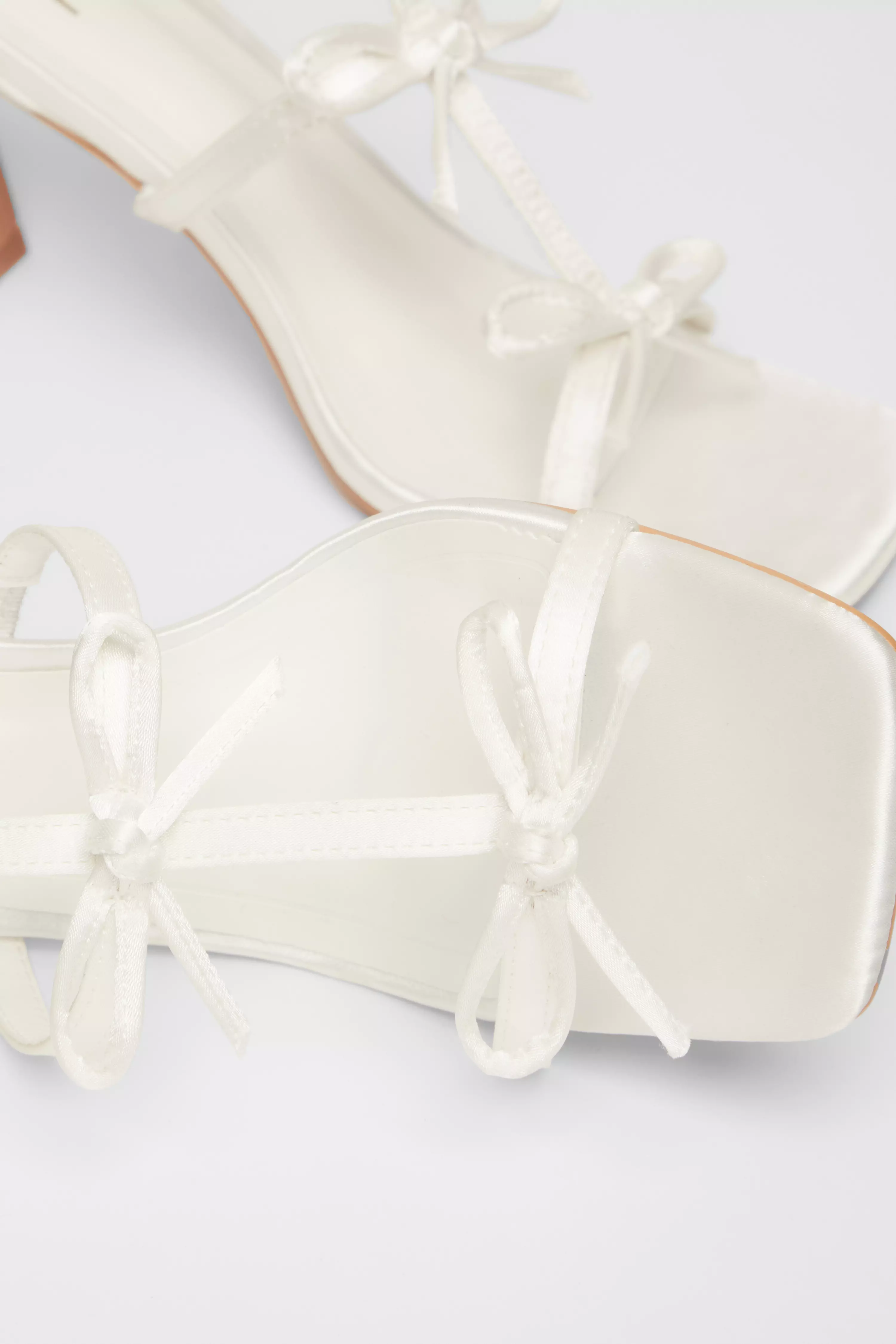 Bridal White Satin Bow Heels