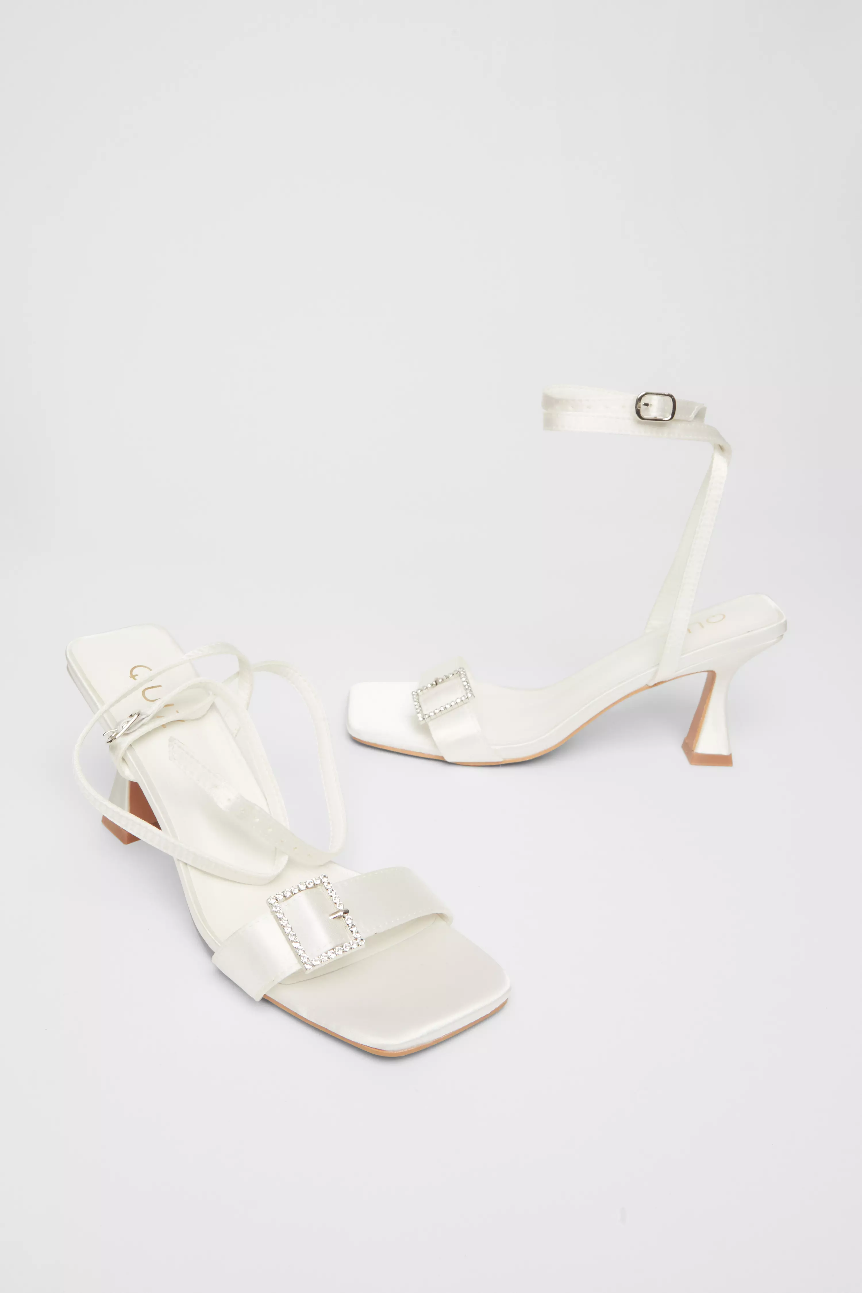 Bridal White Buckle Front Heels