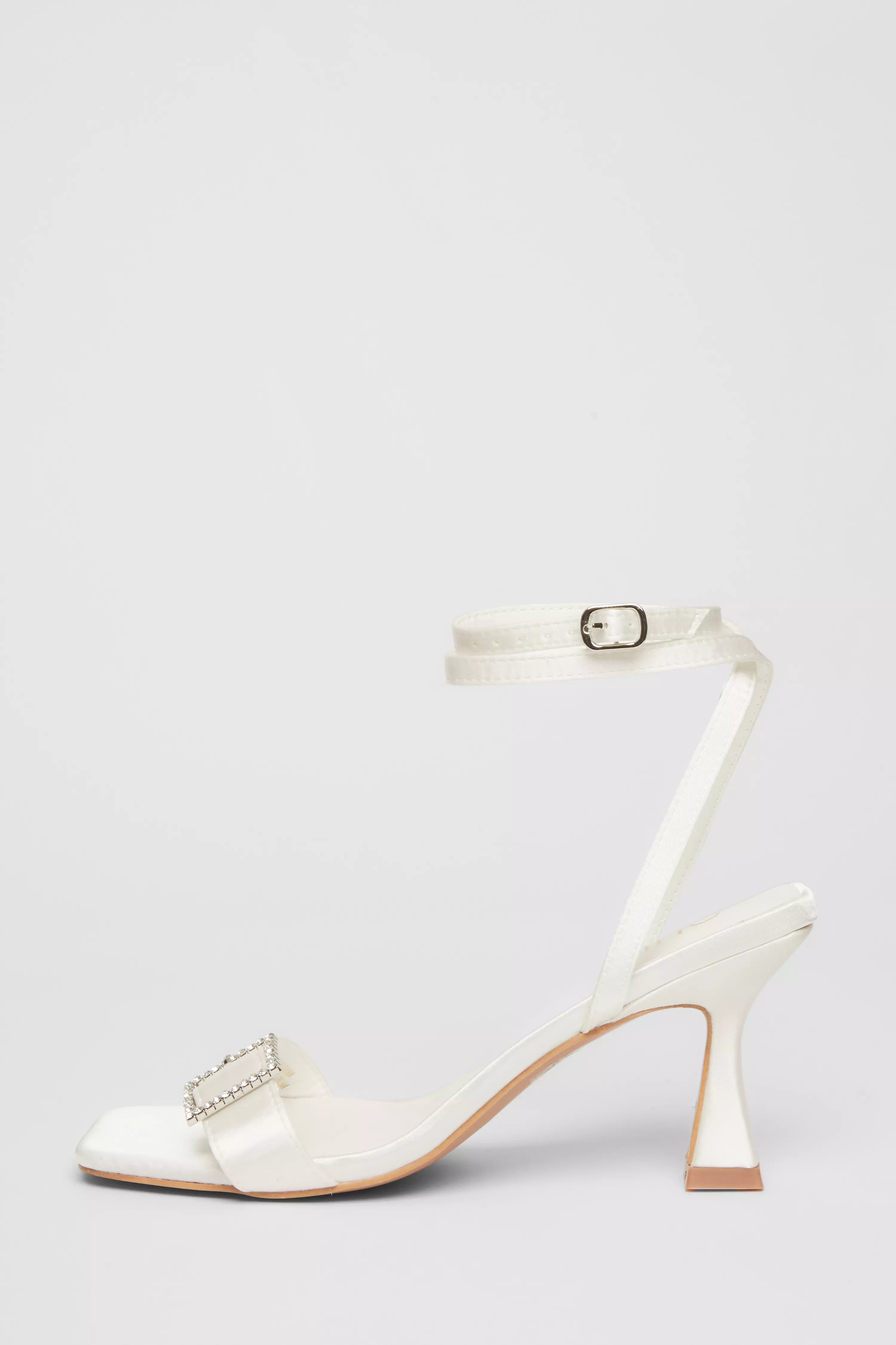 Bridal White Buckle Front Heels