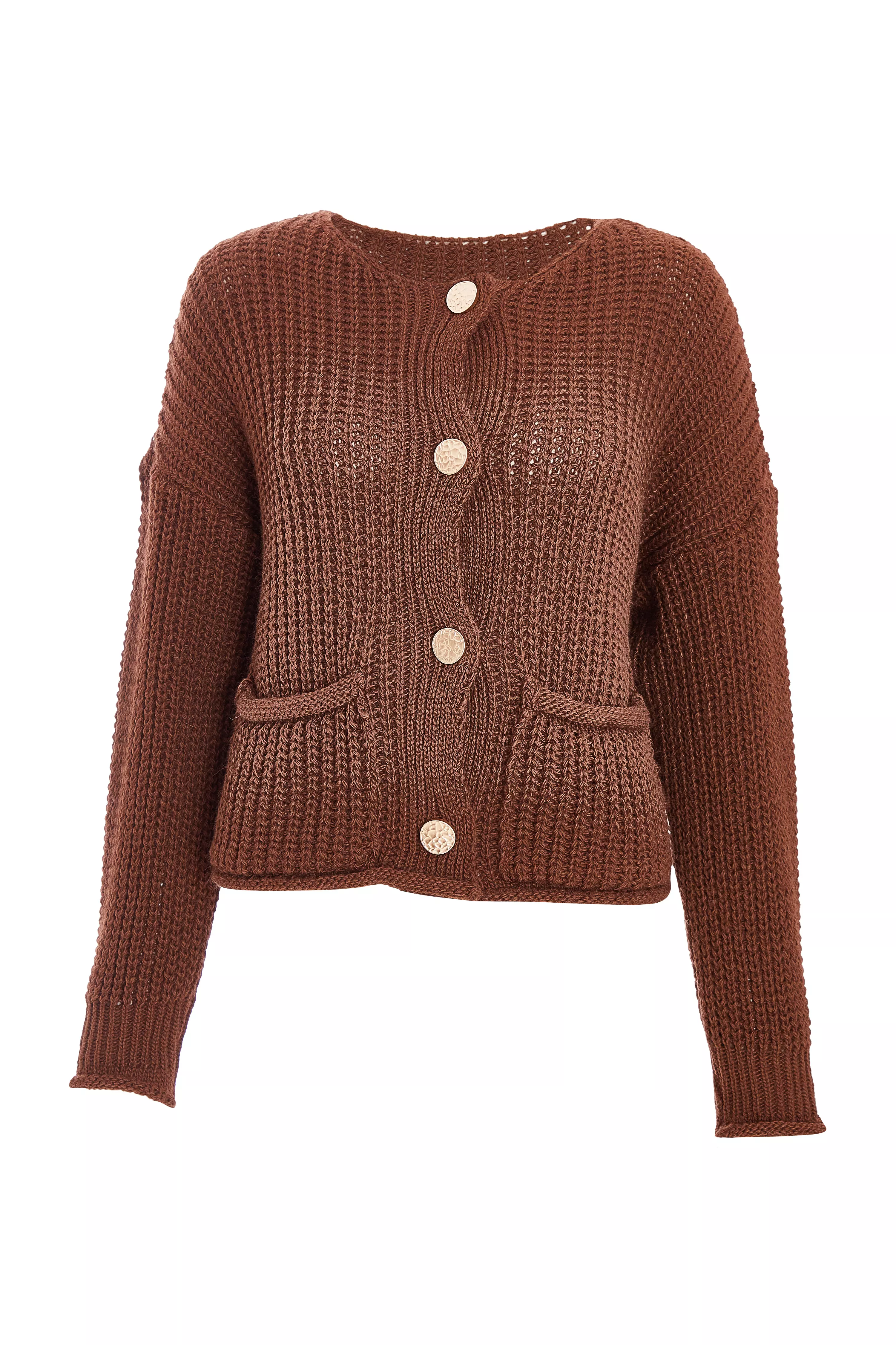 Brown Chunky Knit Cardigan