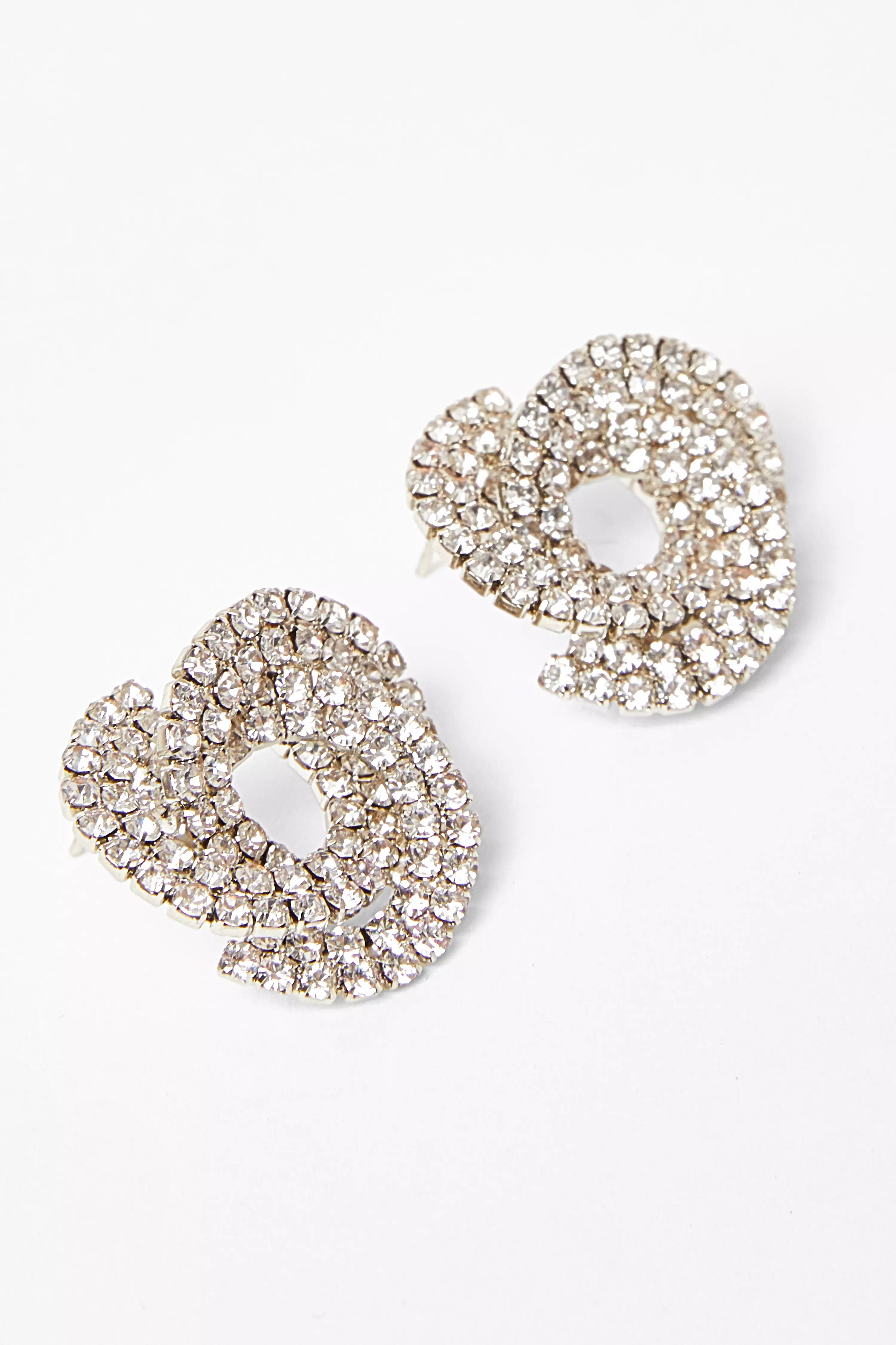 Silver Diamante Stud Earrings