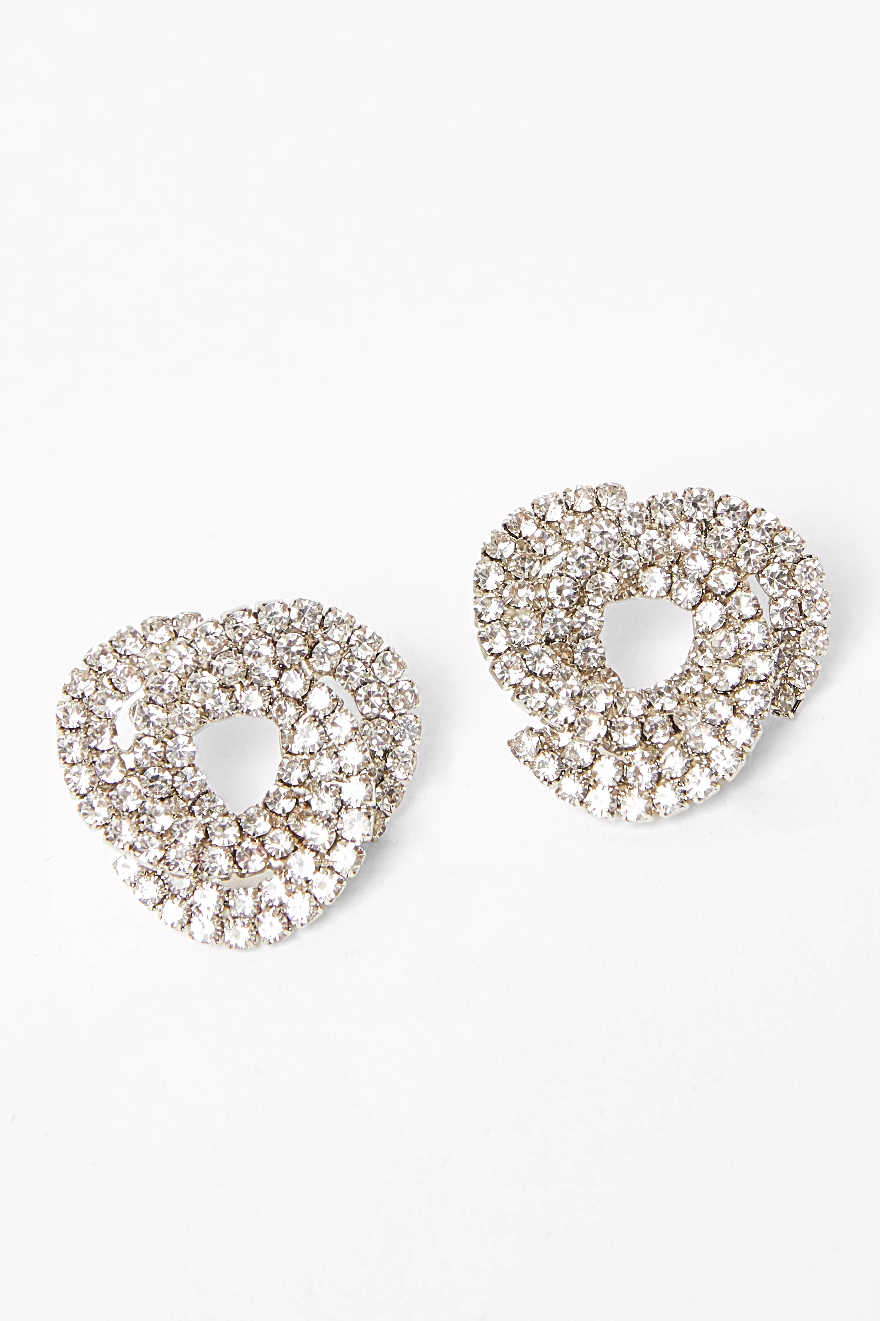 Silver Diamante Stud Earrings