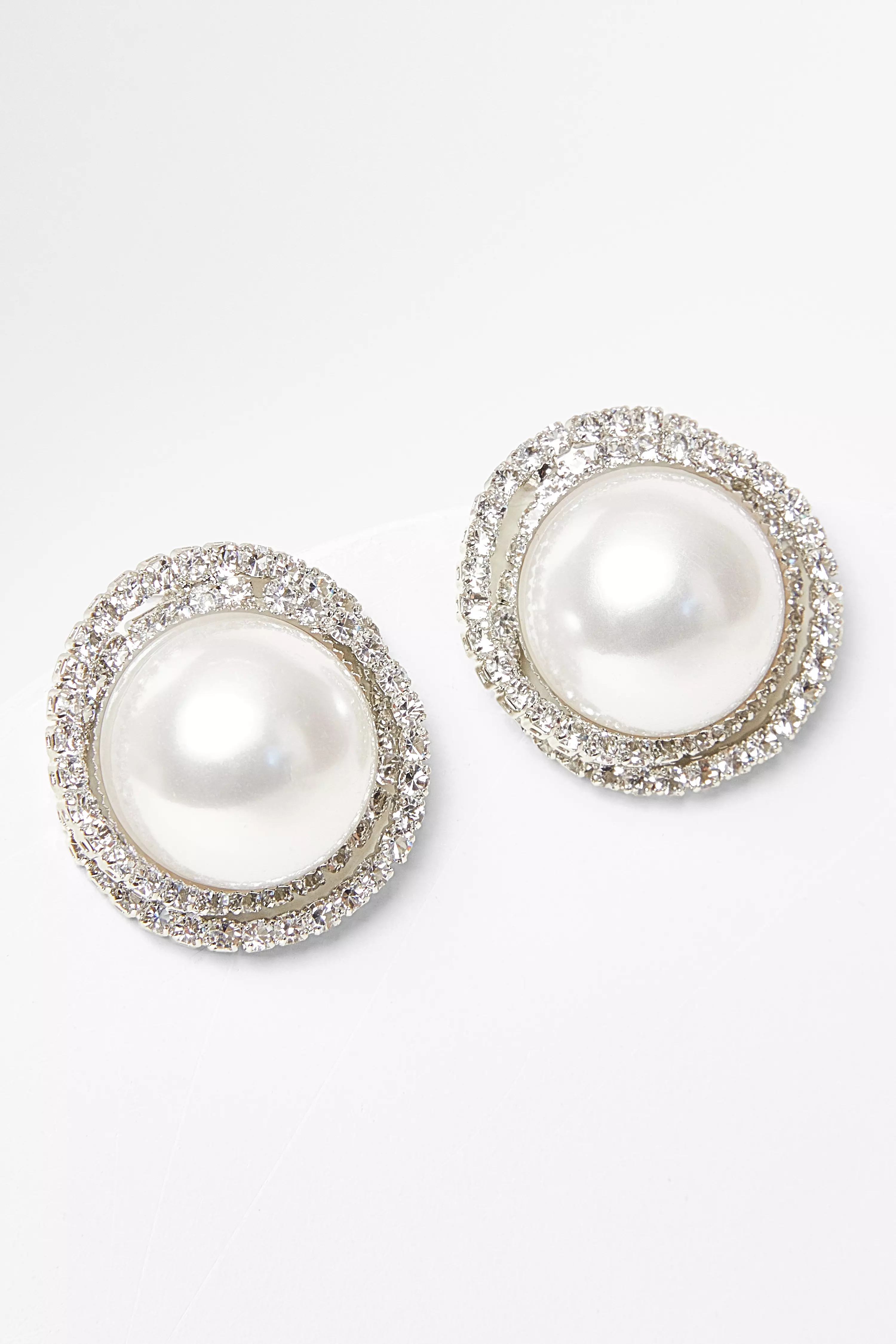 Silver Pearl Stud Earrings