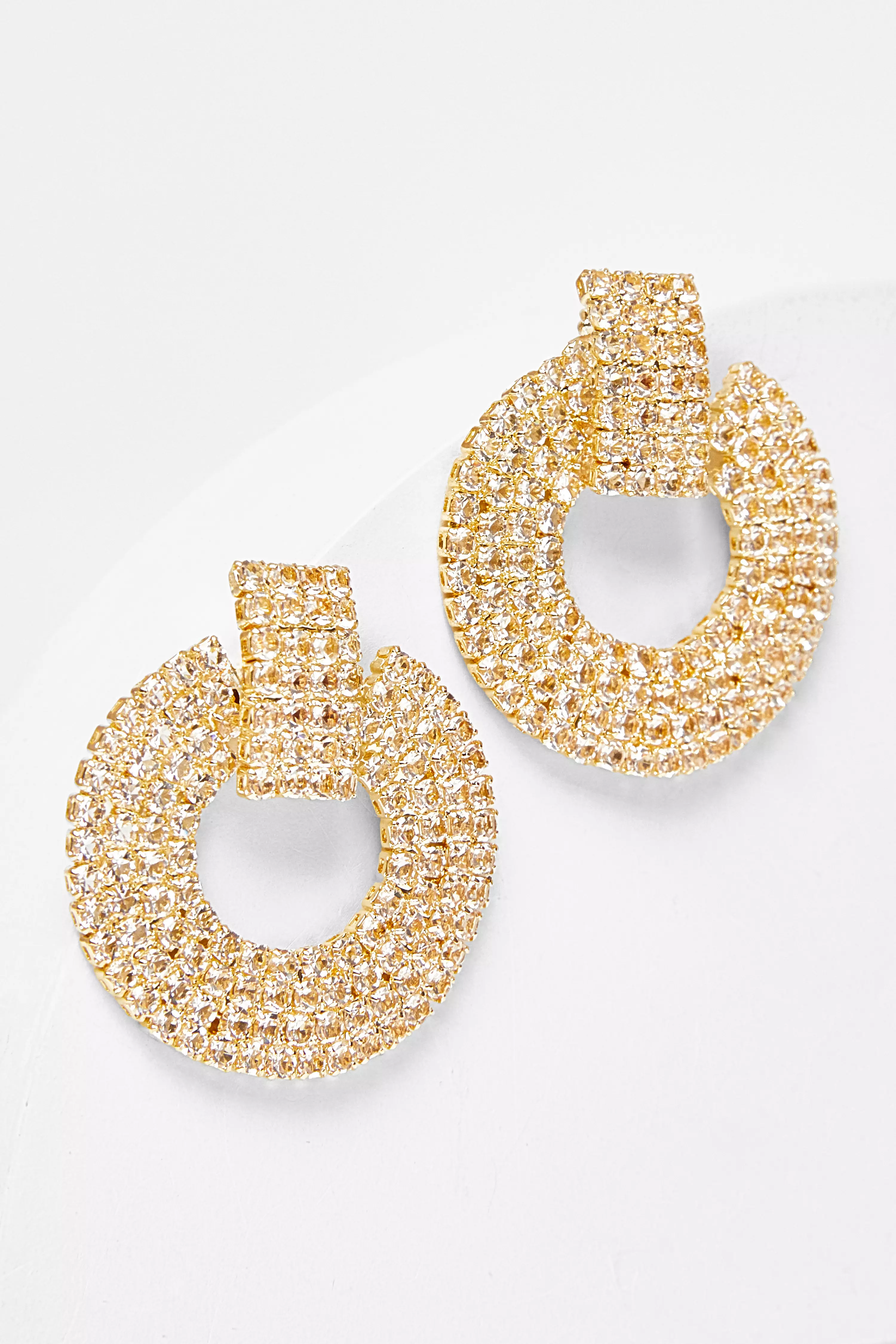 Gold Diamante Door Knocker Earrings