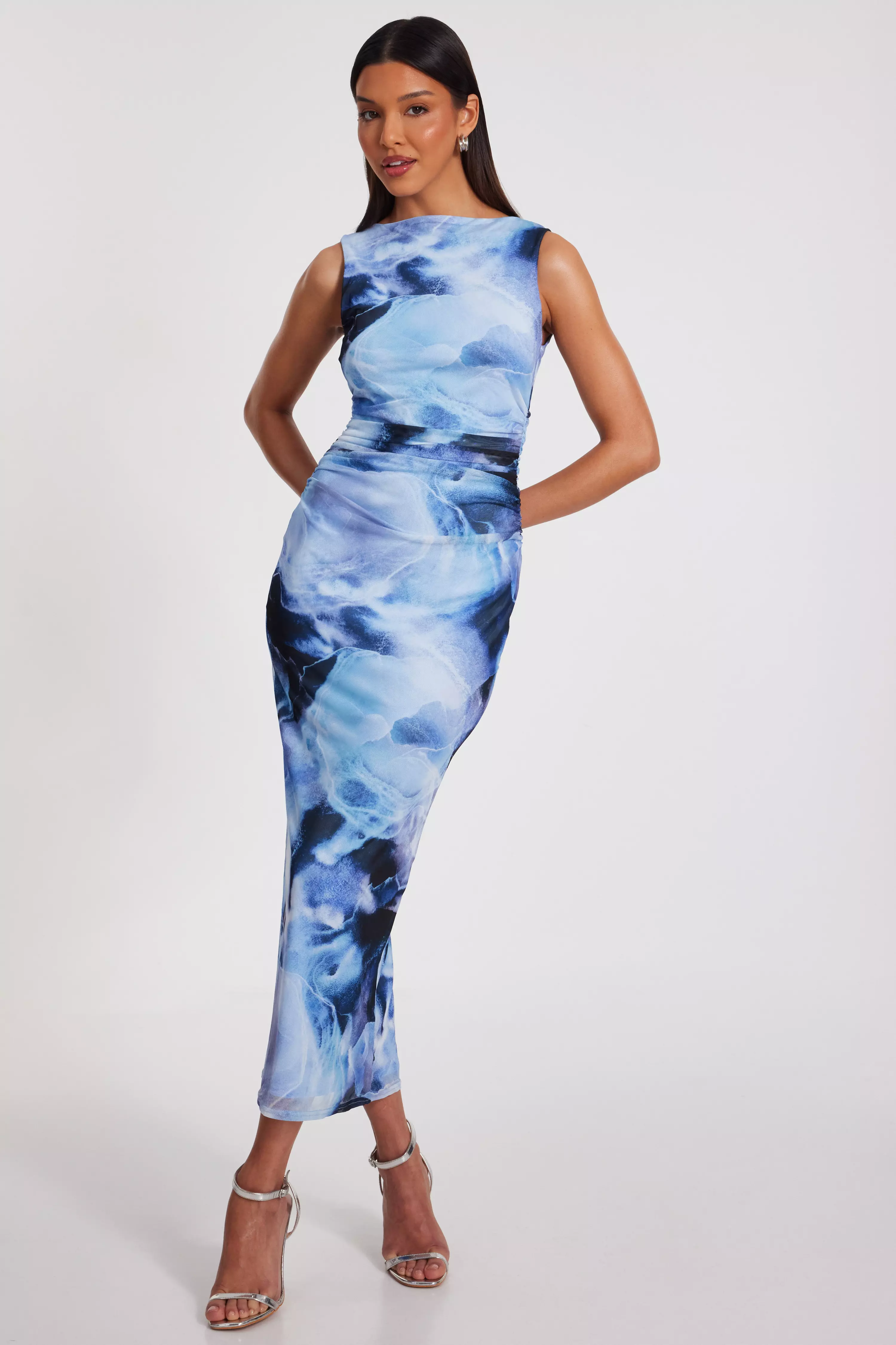 Blue Printed Midaxi Dress