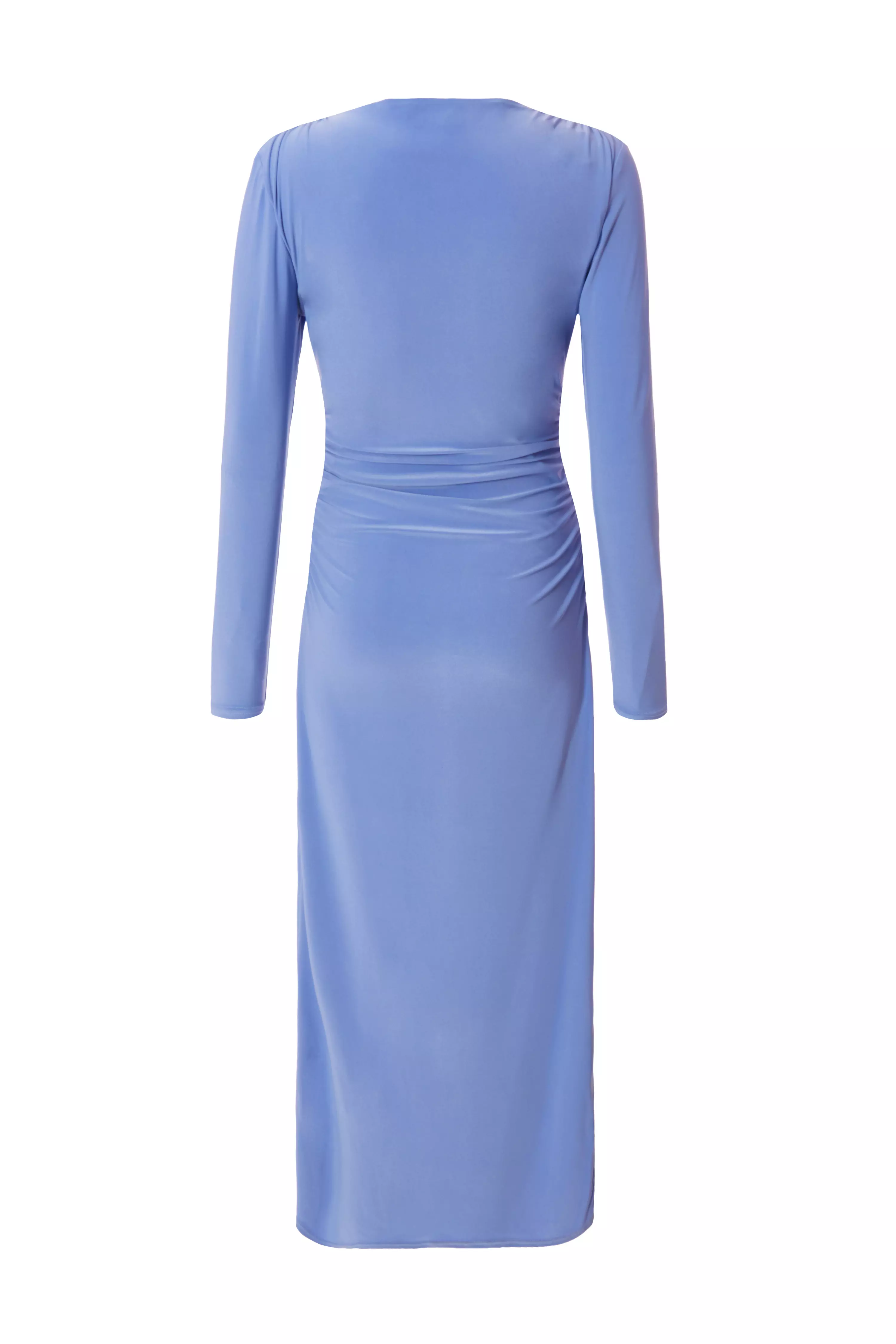 Blue Ruched Midaxi Dress