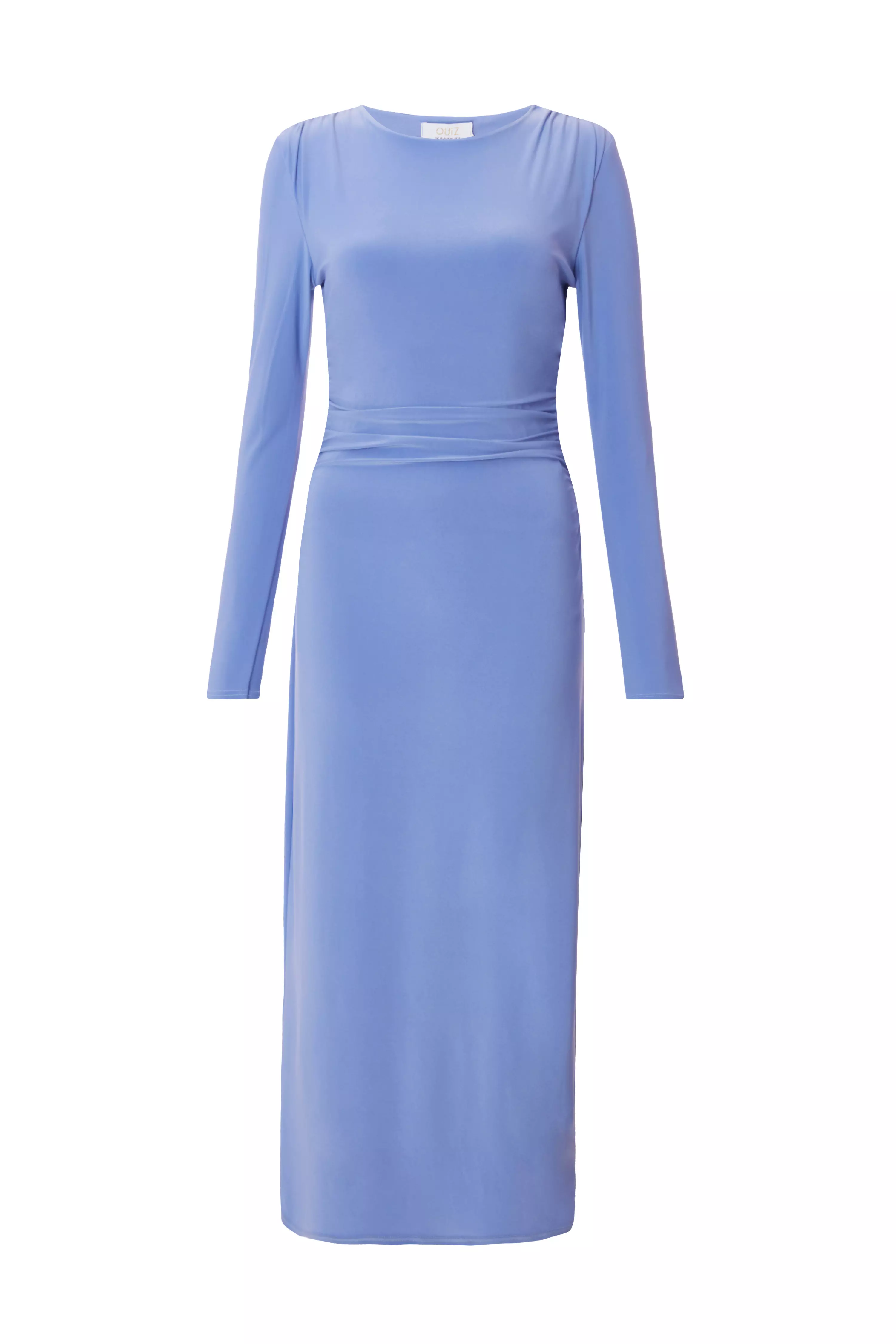 Blue Ruched Midaxi Dress