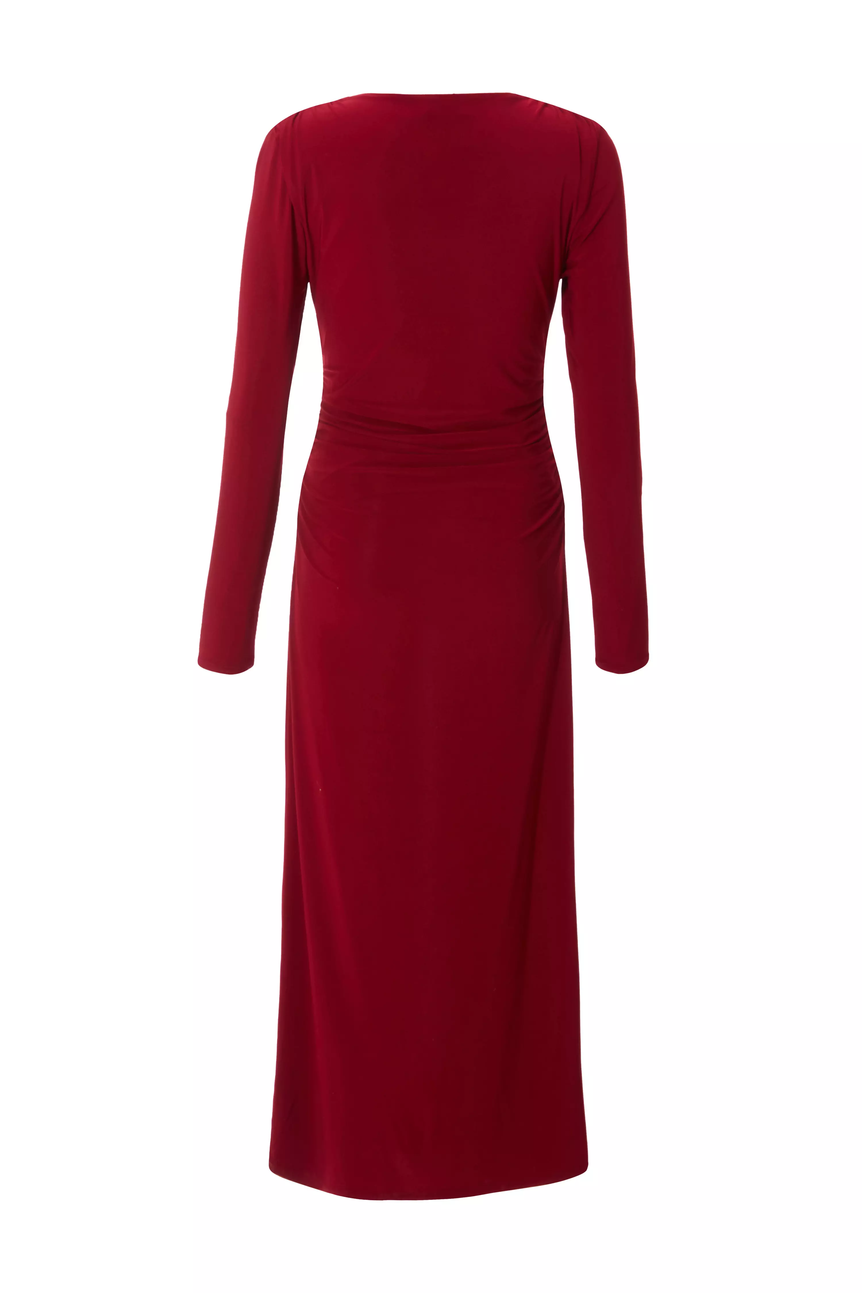 Dark Red Ruched Midaxi Dress