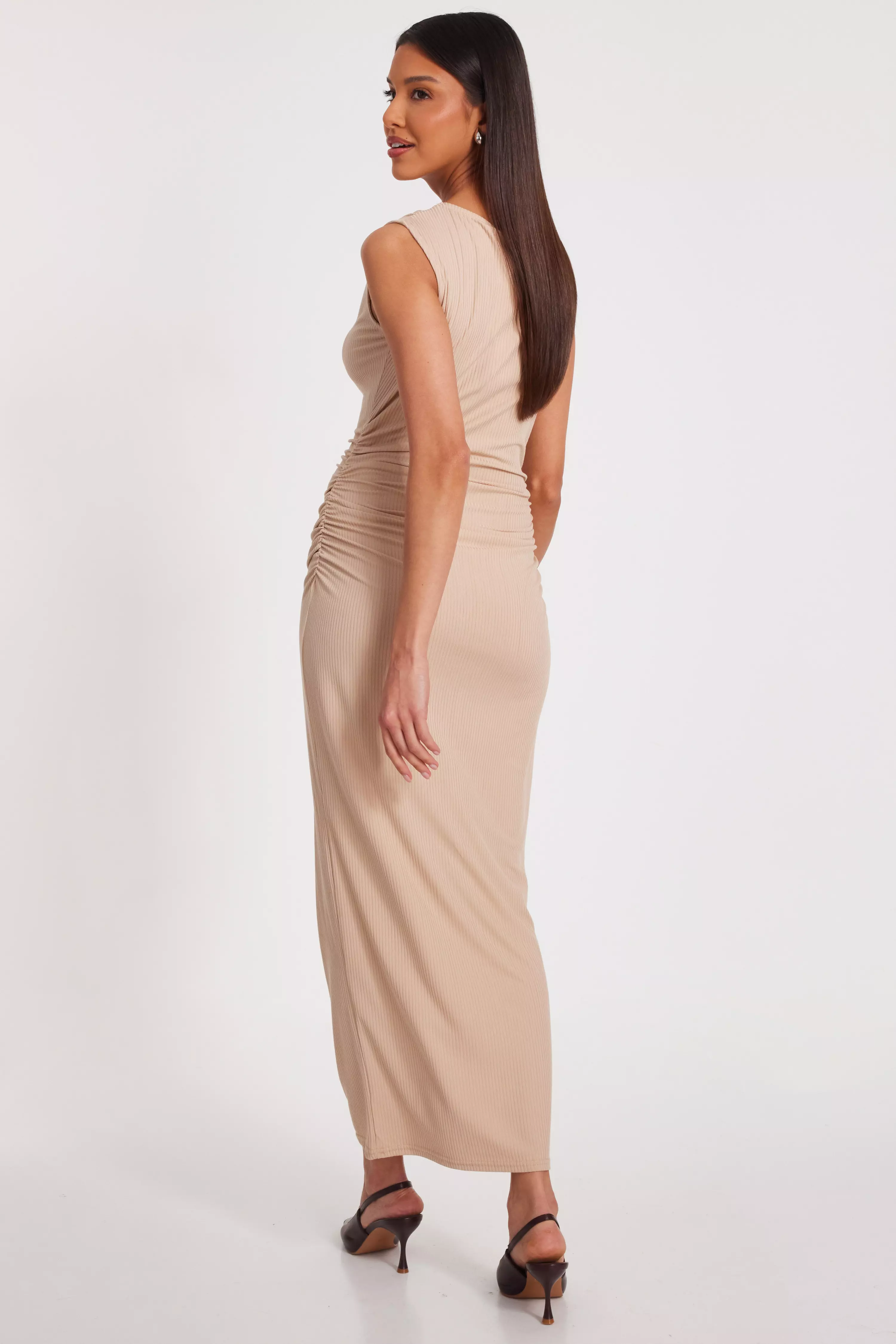 Stone Ribbed Midaxi Dress