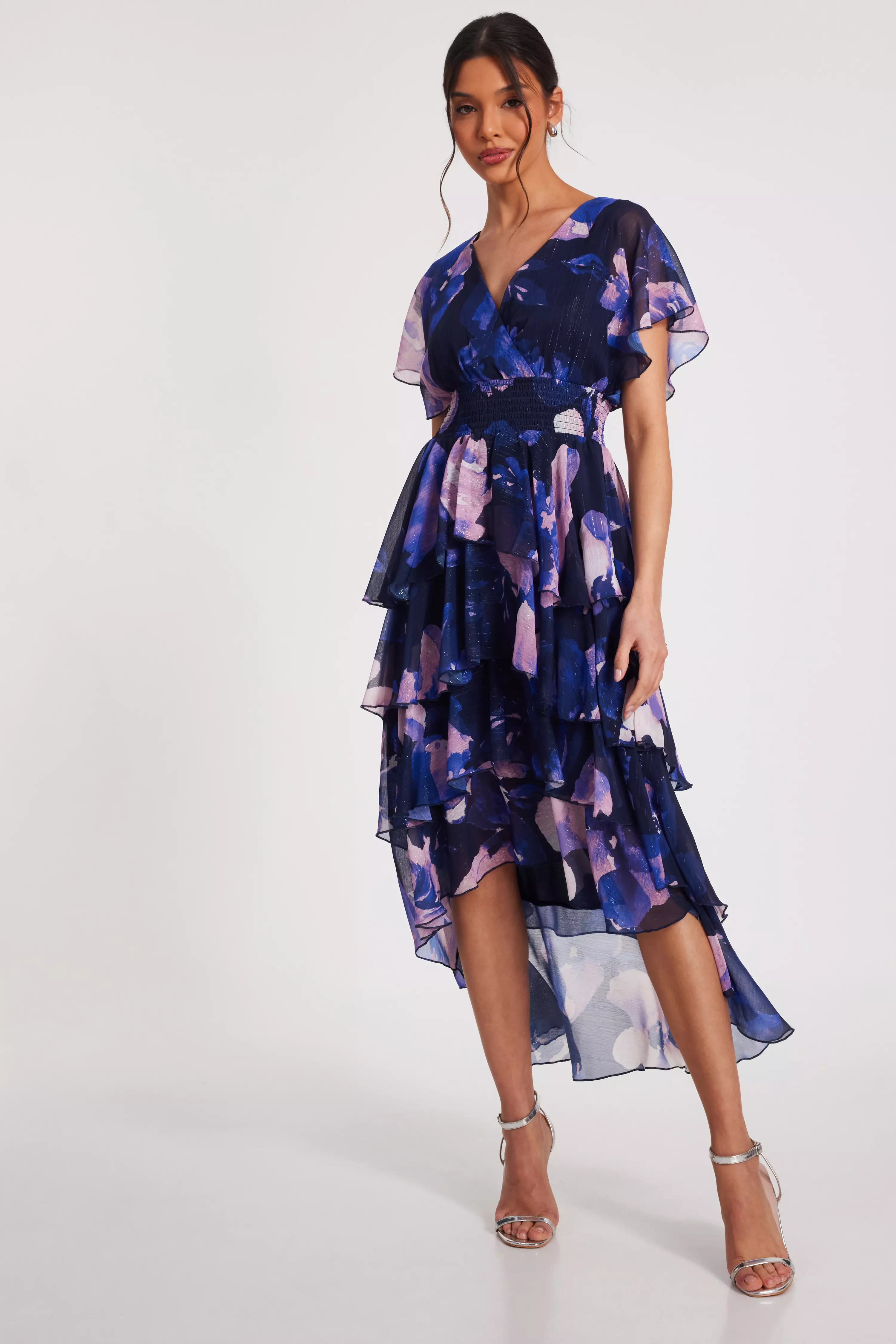 Navy Dip Hem Midi Dress