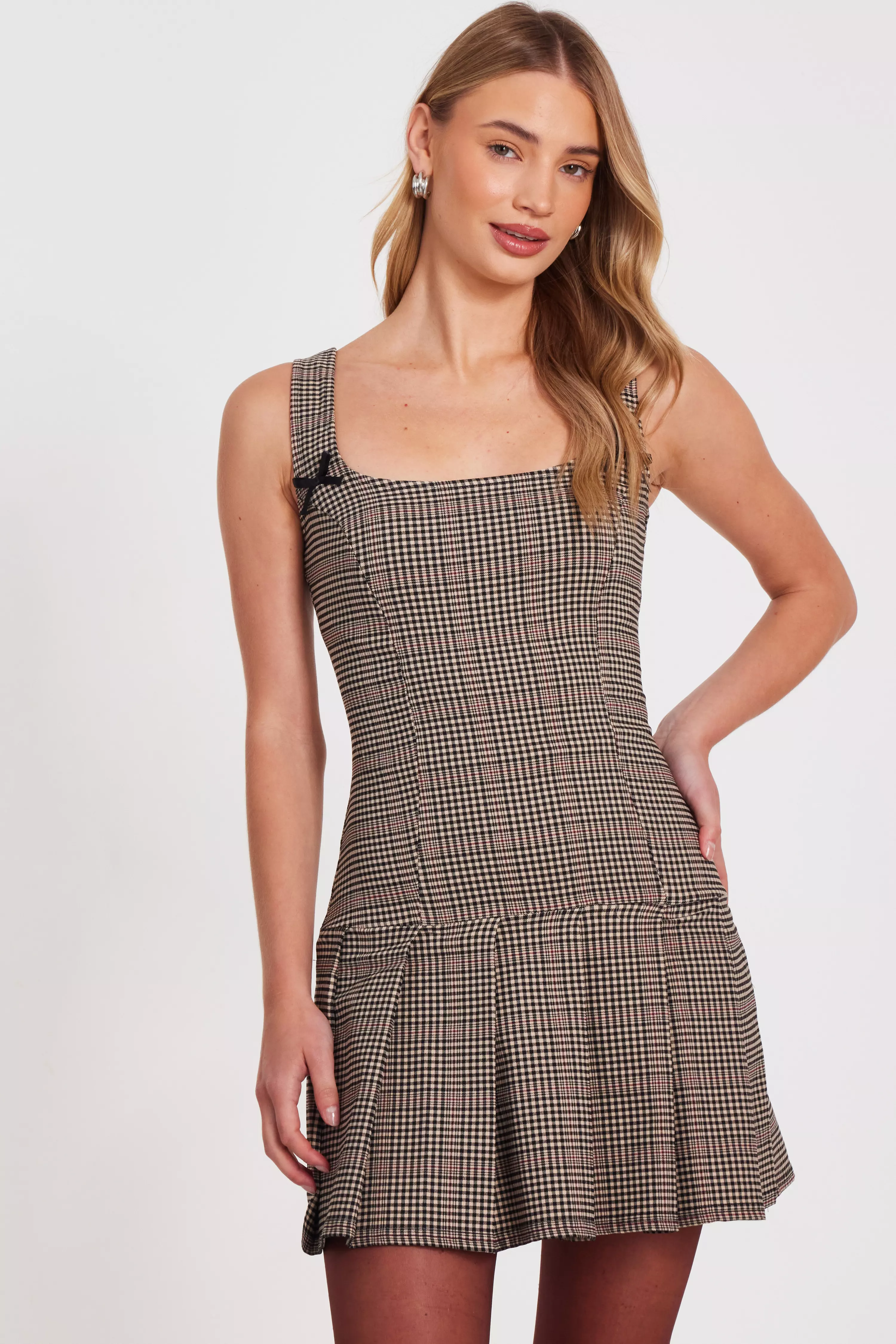 Stone Checked Mini Dress