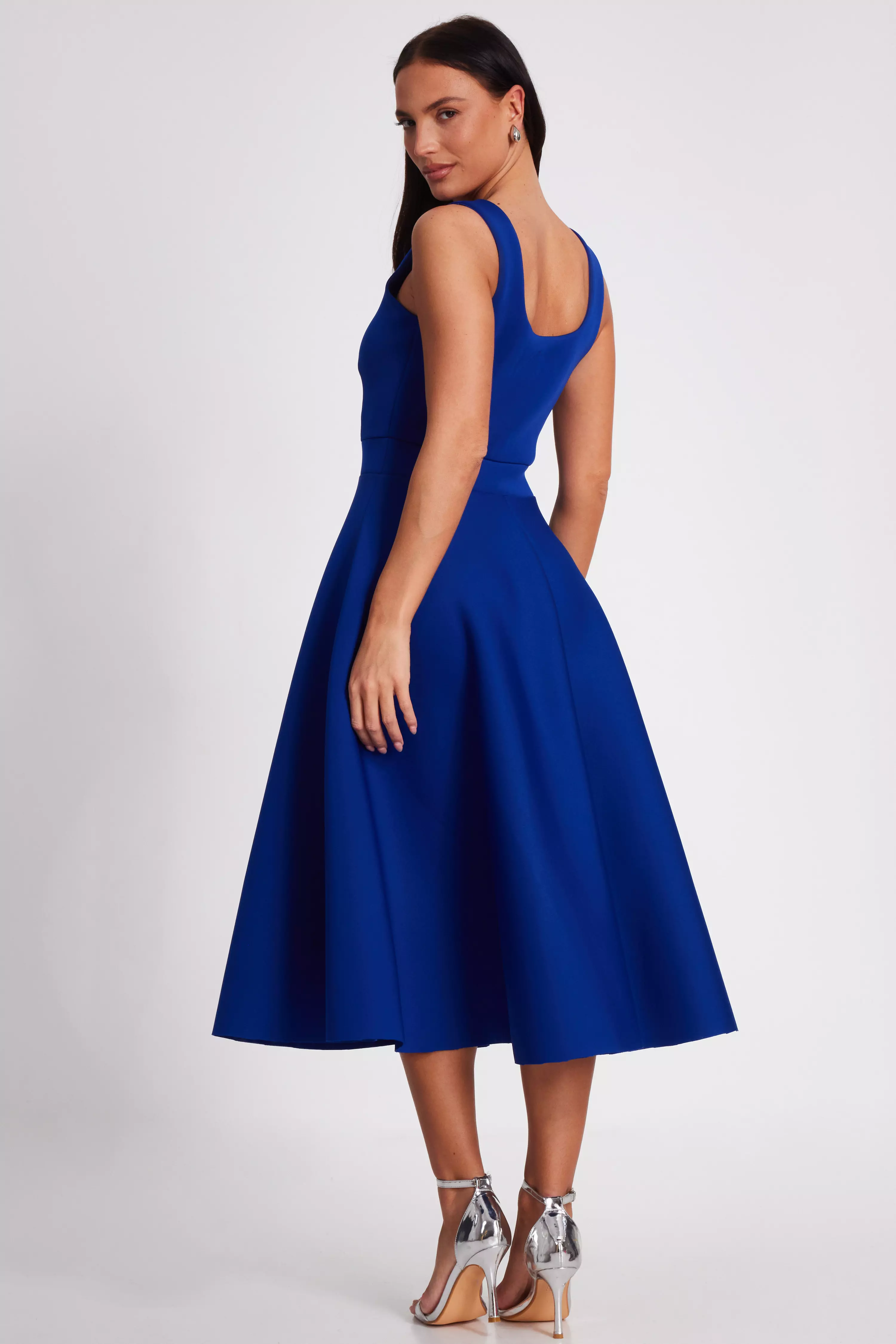 Royal Blue A-Line Midi Dress