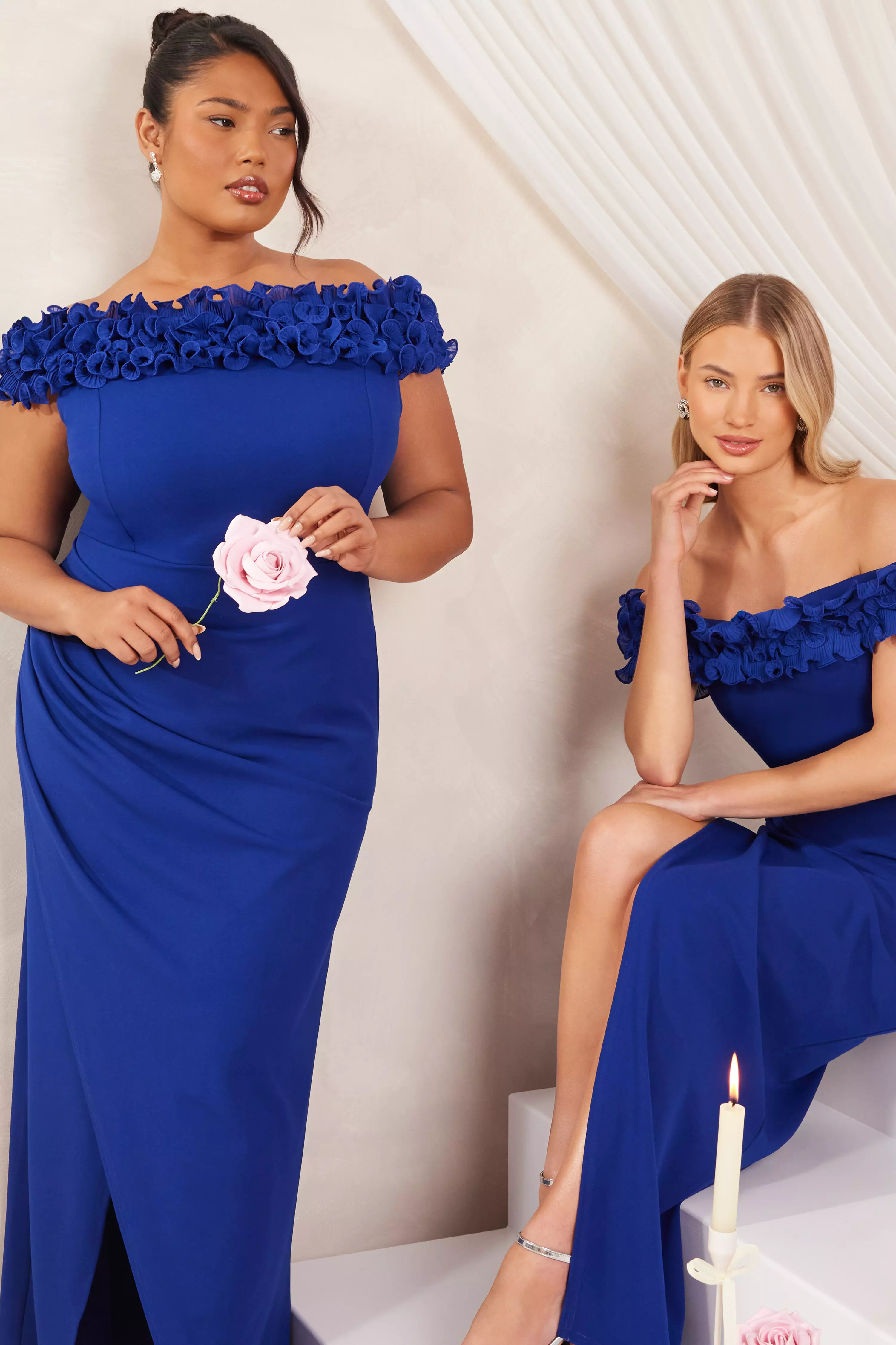 Royal Blue Ruffle Maxi Dress