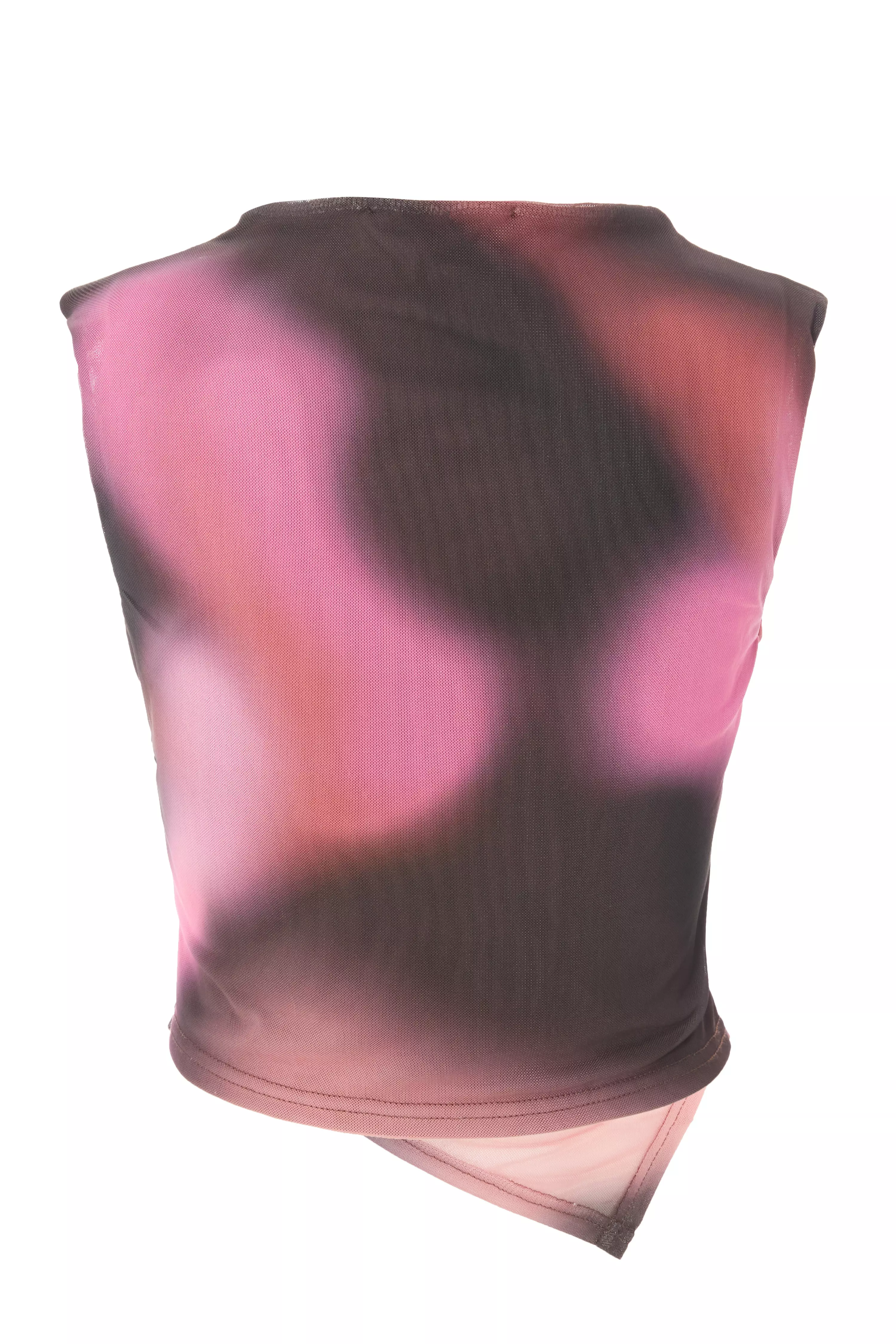 Brown Mesh Marble Print Crop Top