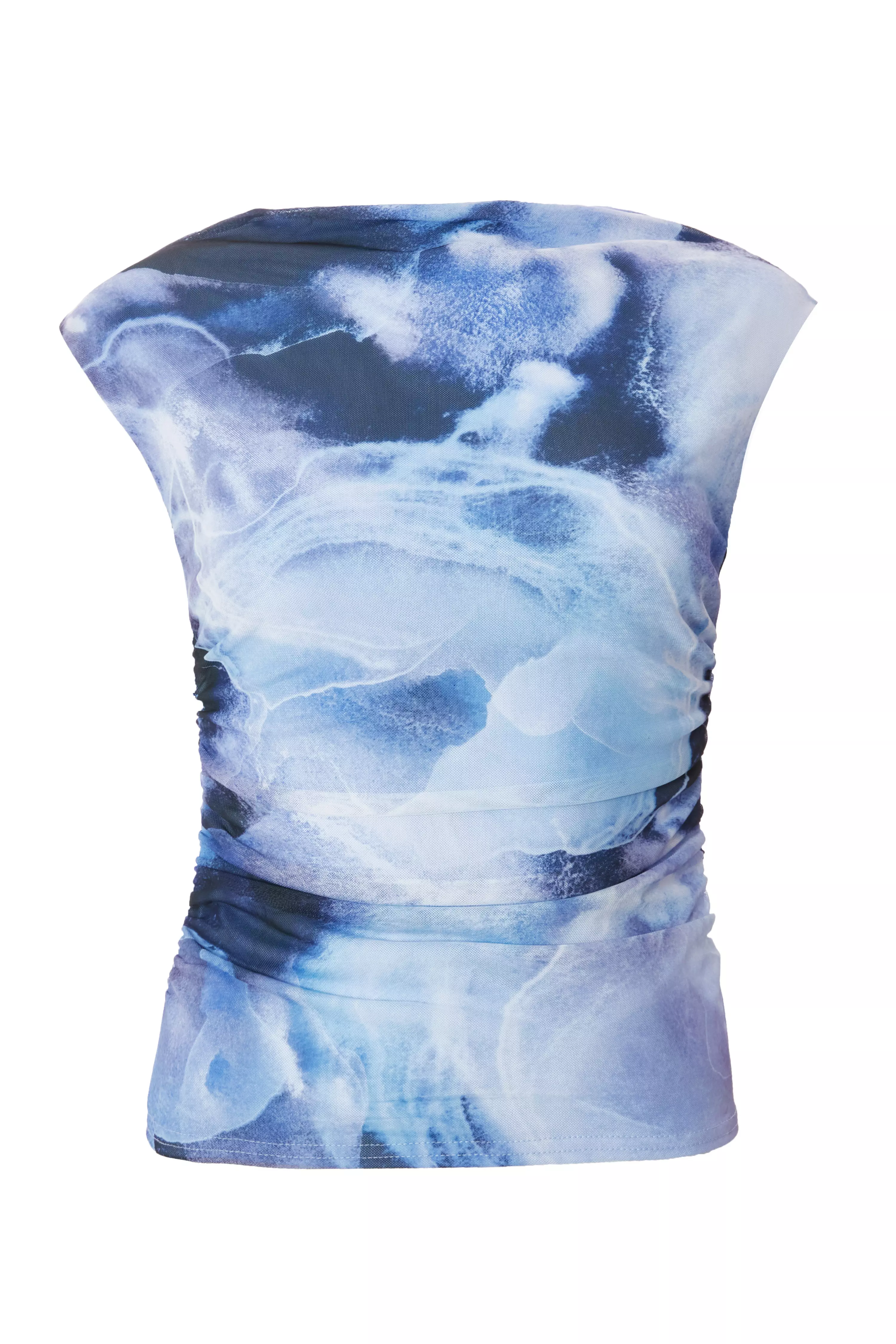 Blue Mesh Tie Dye Crop Top