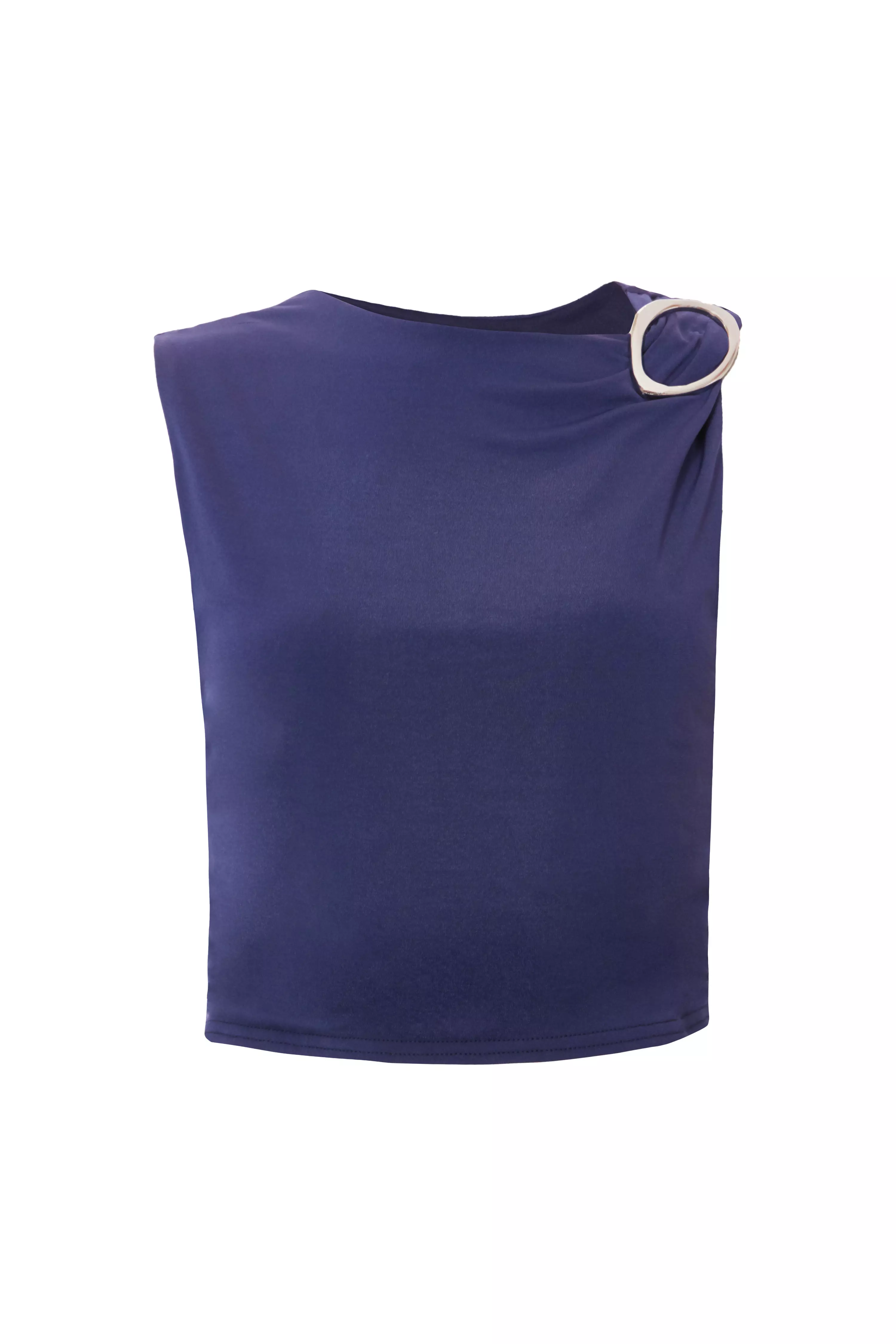 Indigo Buckle Detail Cropped Top