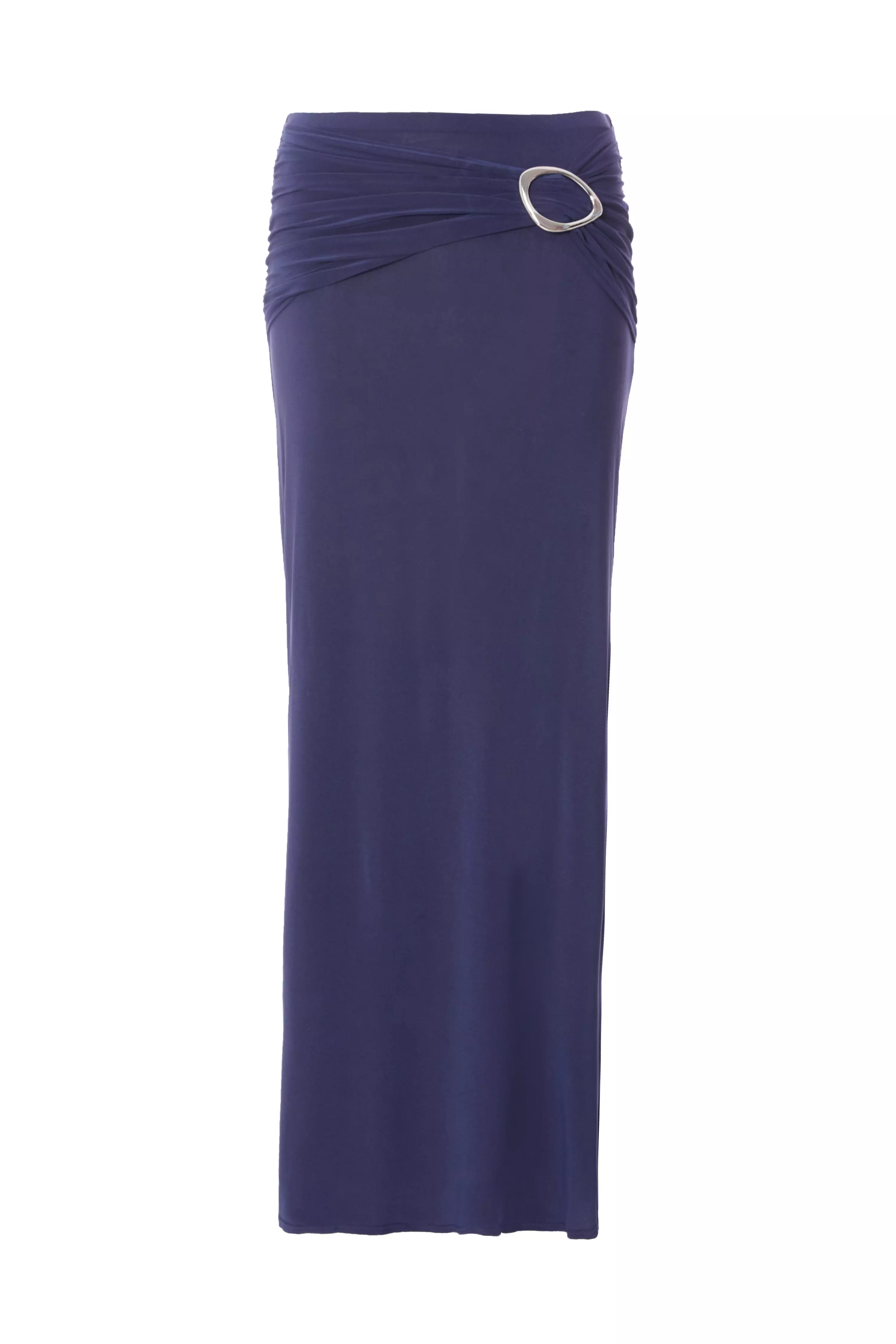 Indigo Buckle Detail Maxi Skirt