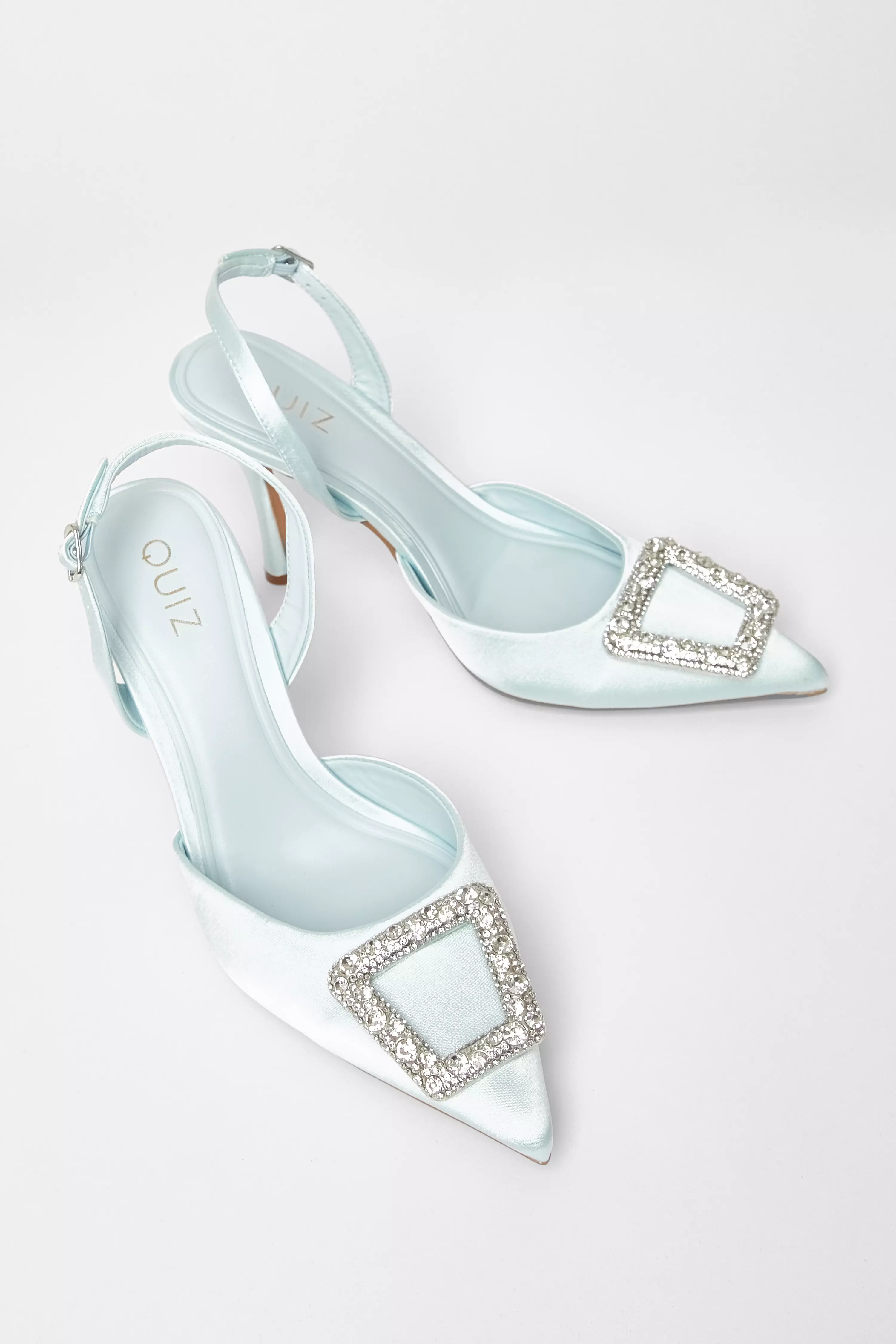 Bridal Pale Blue Brooch Court Heels