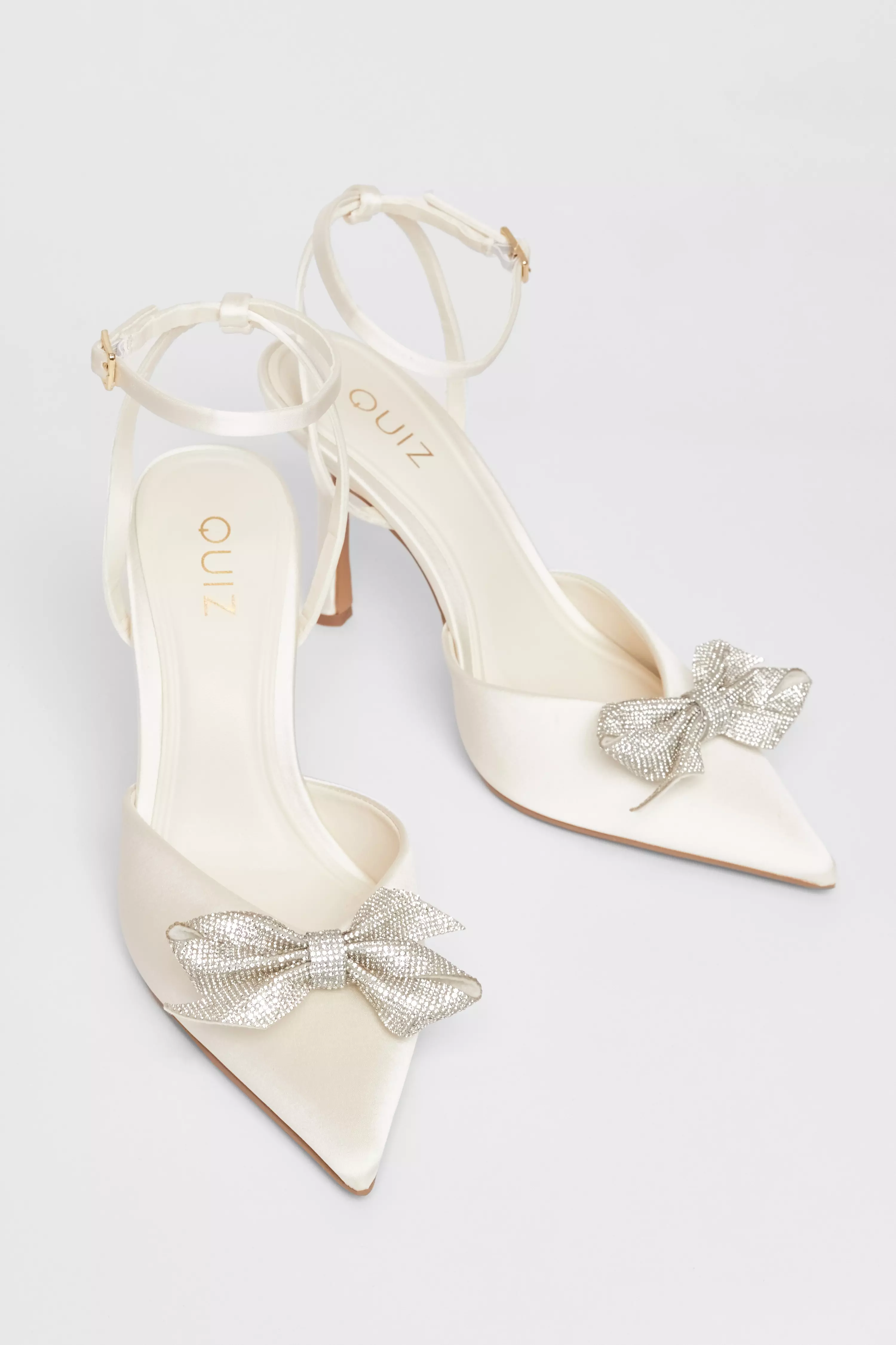 Bridal White Satin Court Heels