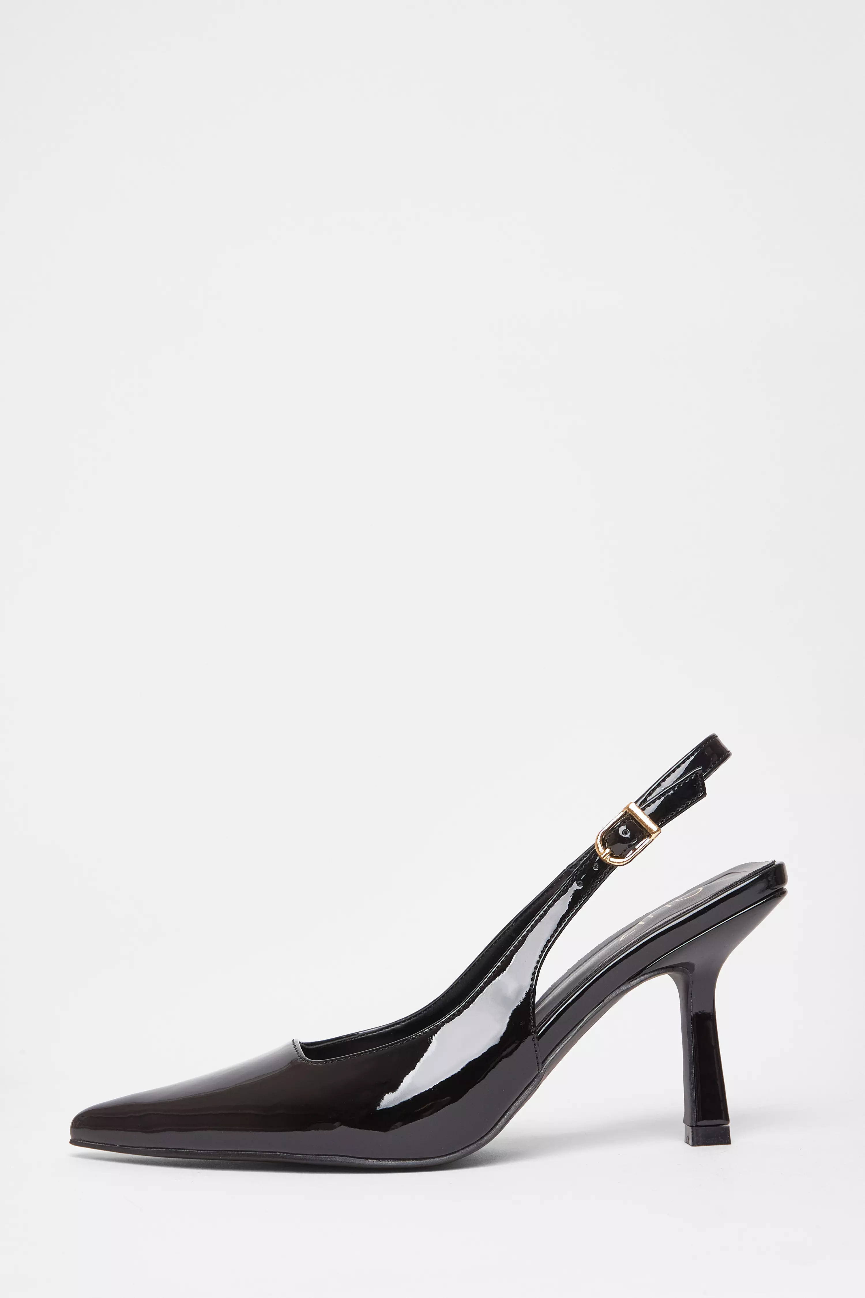 Black Patent Sling Back Court Heels