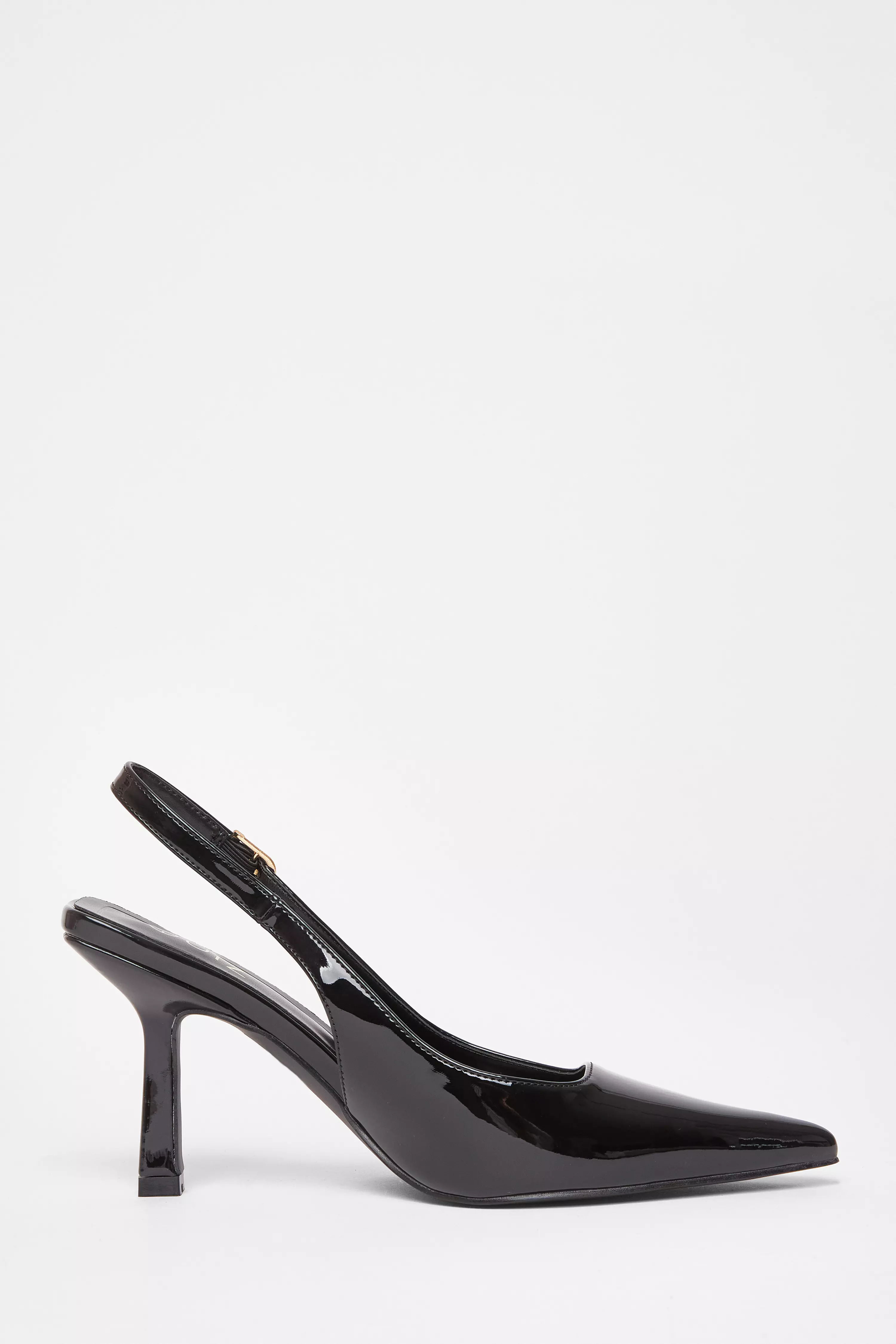 Black Patent Sling Back Court Heels
