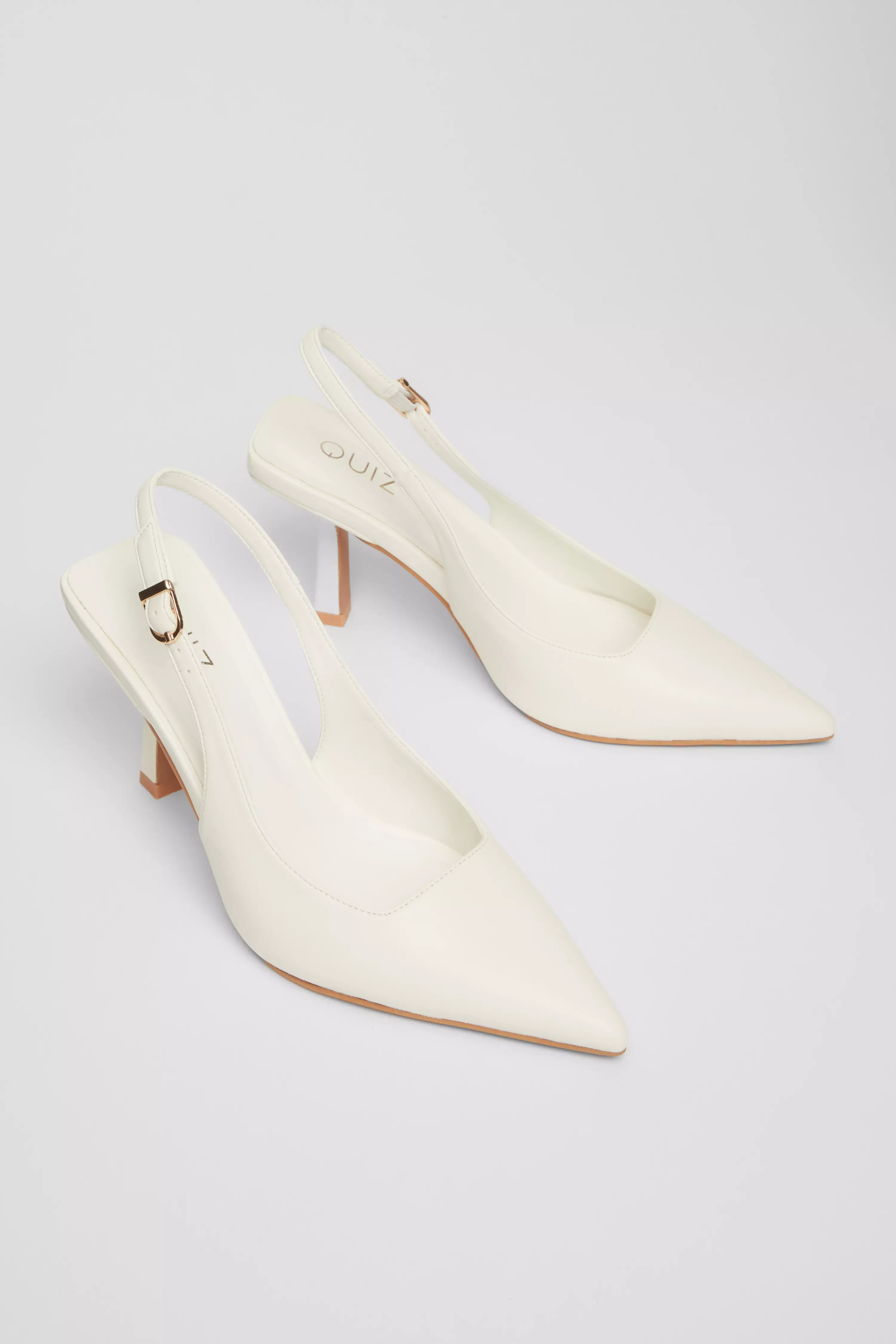 White Faux Leather Court Heels