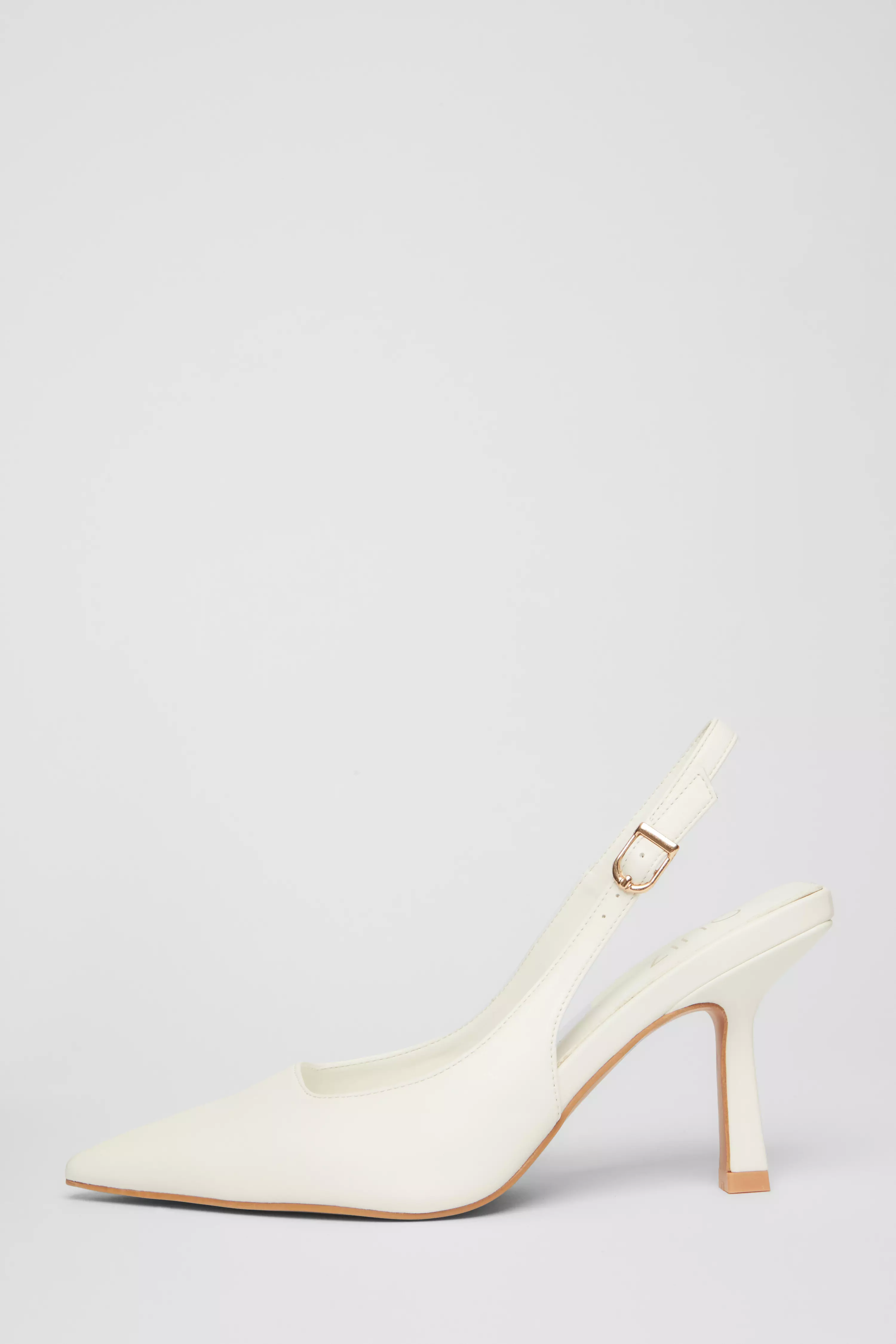 White Faux Leather Court Heels