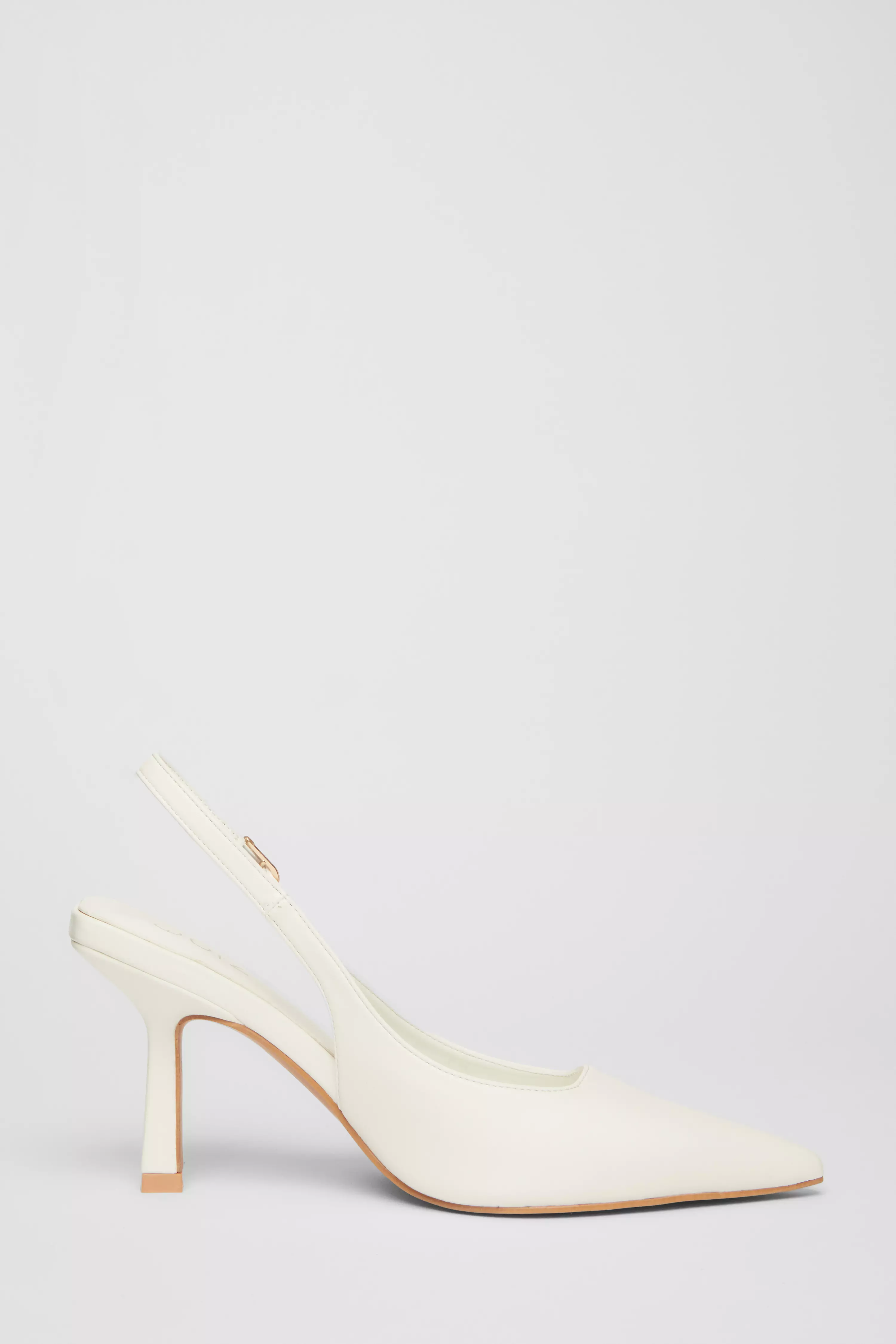 White Faux Leather Court Heels