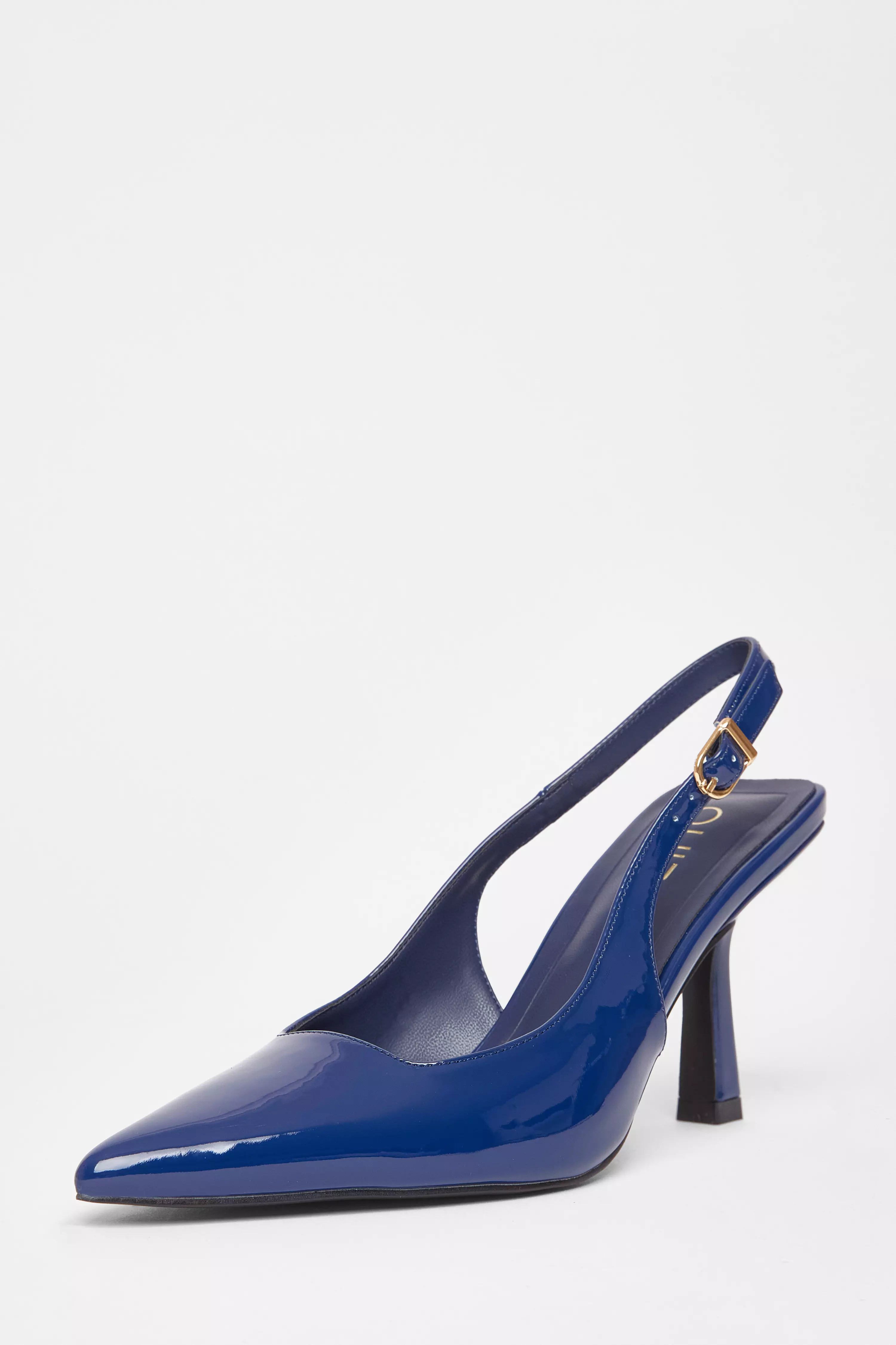 Blue Patent Sling Back Court Heels