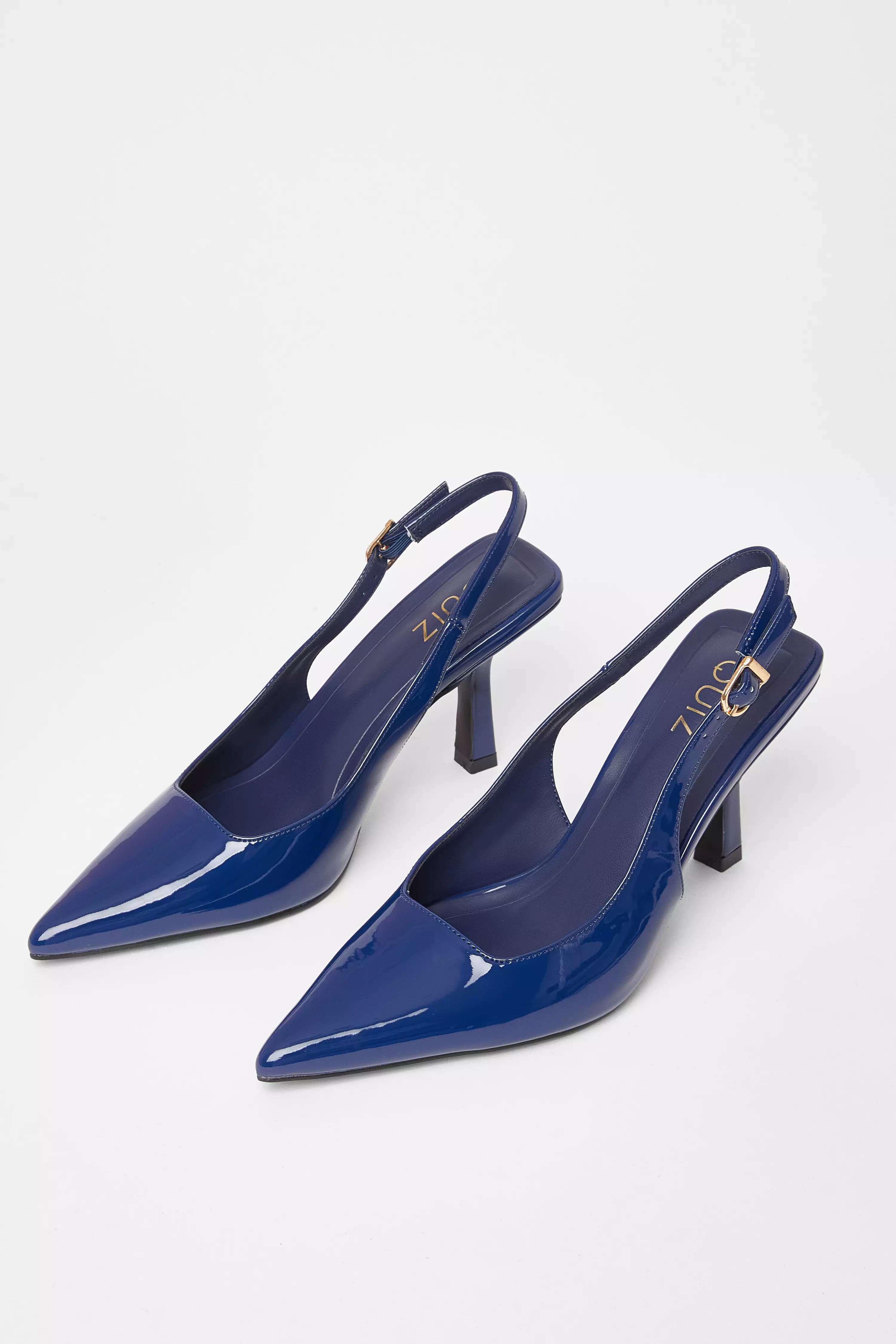 Blue Patent Sling Back Court Heels