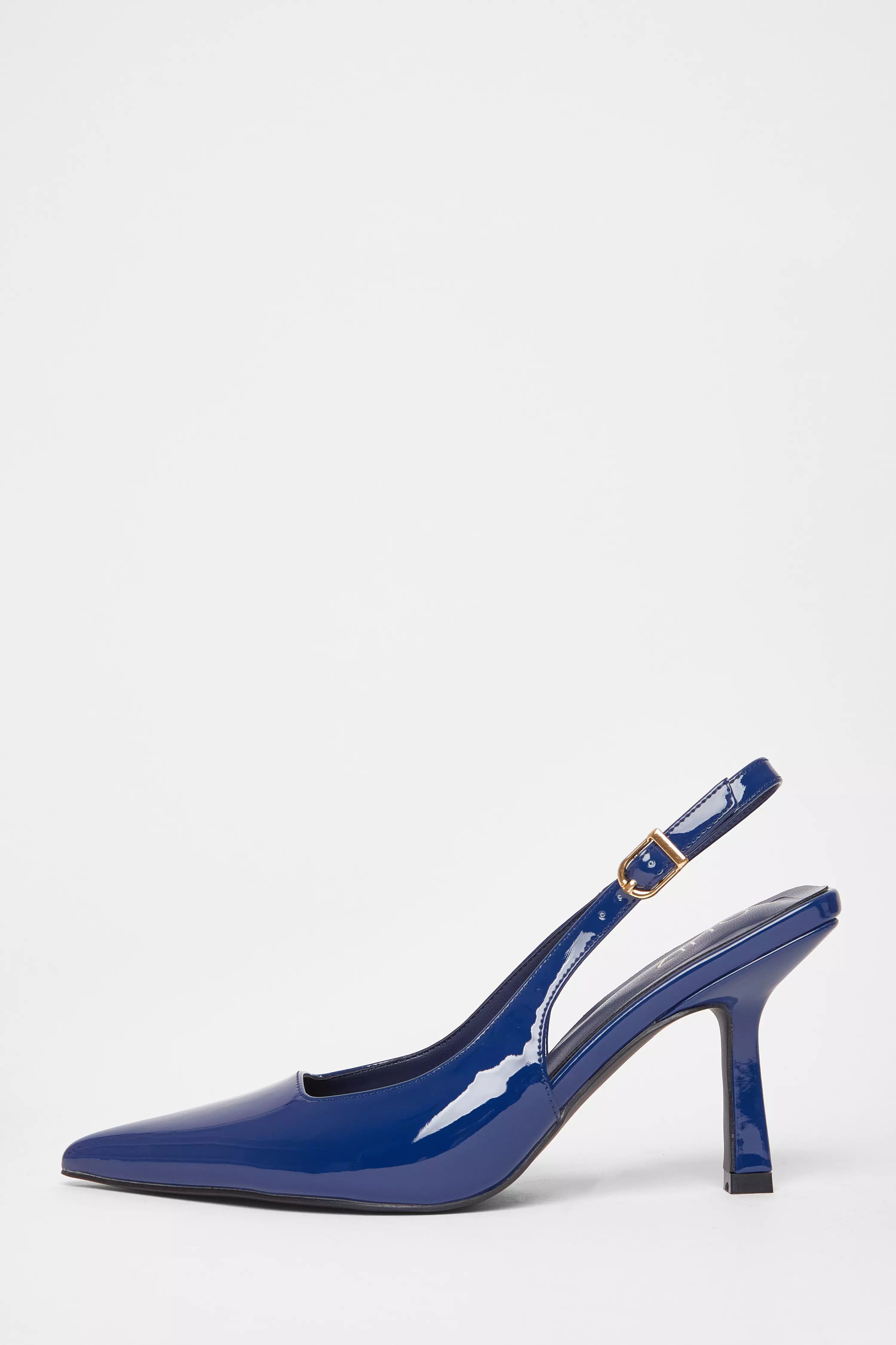 Blue Patent Sling Back Court Heels