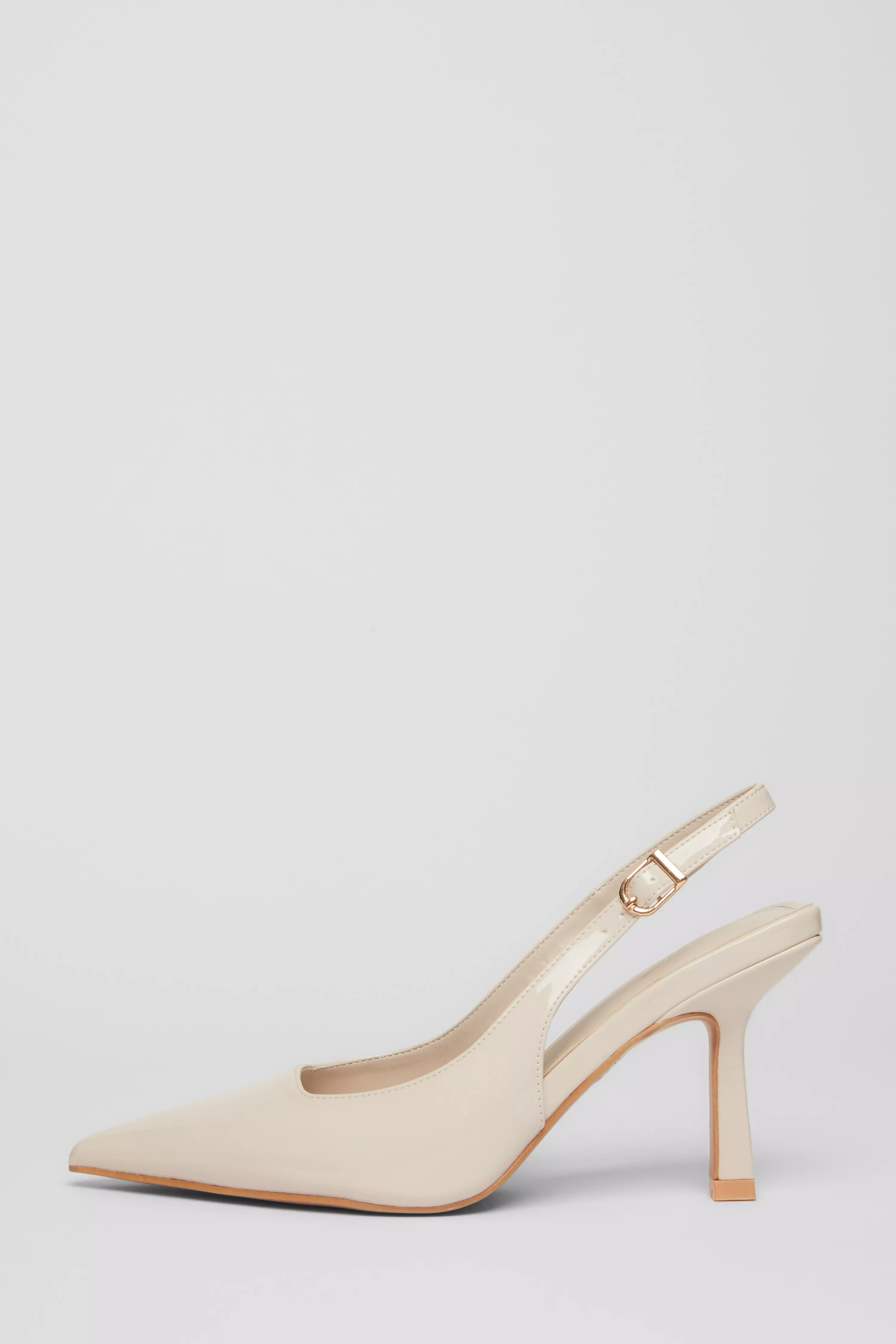 Nude Patent Slingback Low Court Heels