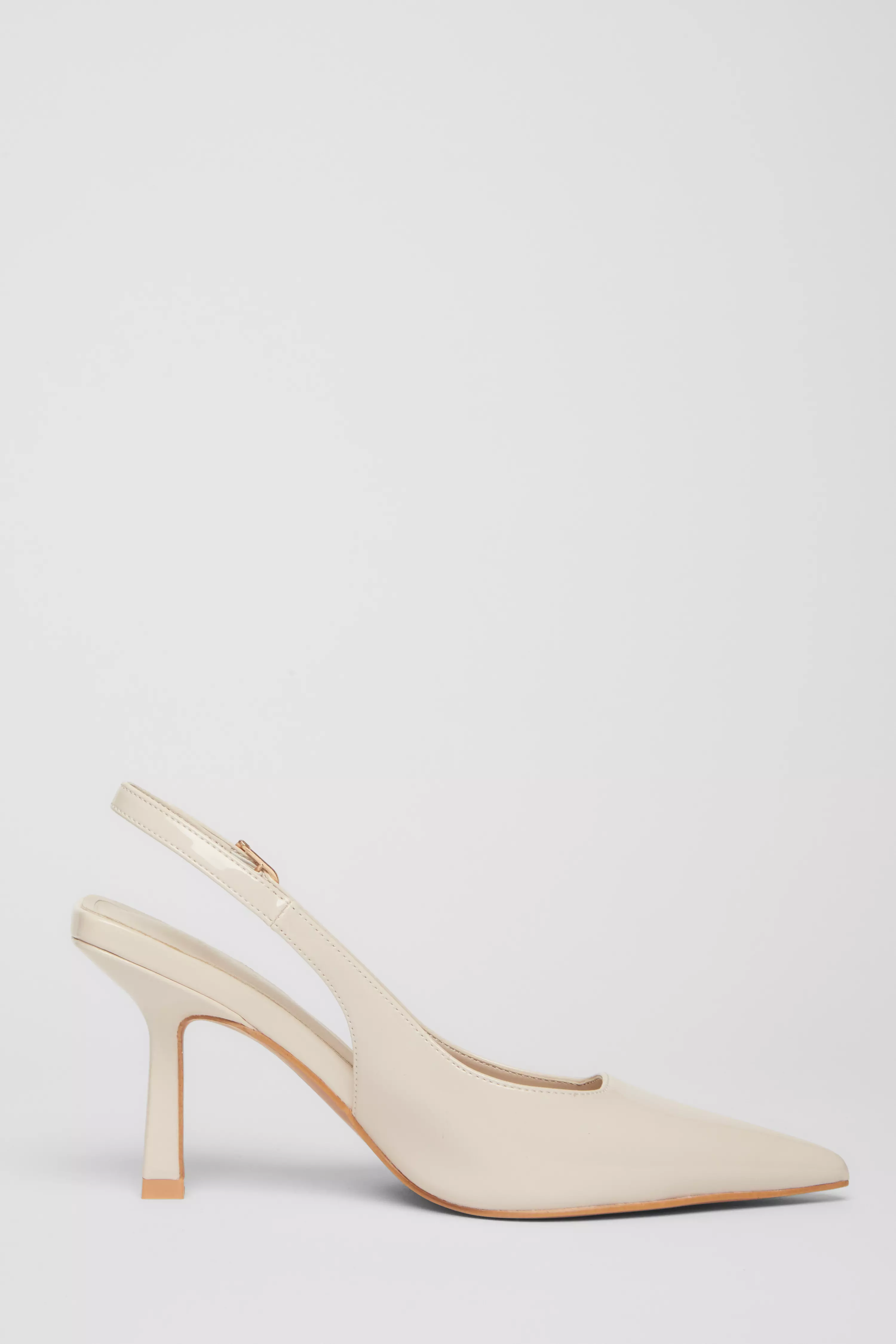 Nude Patent Slingback Low Court Heels