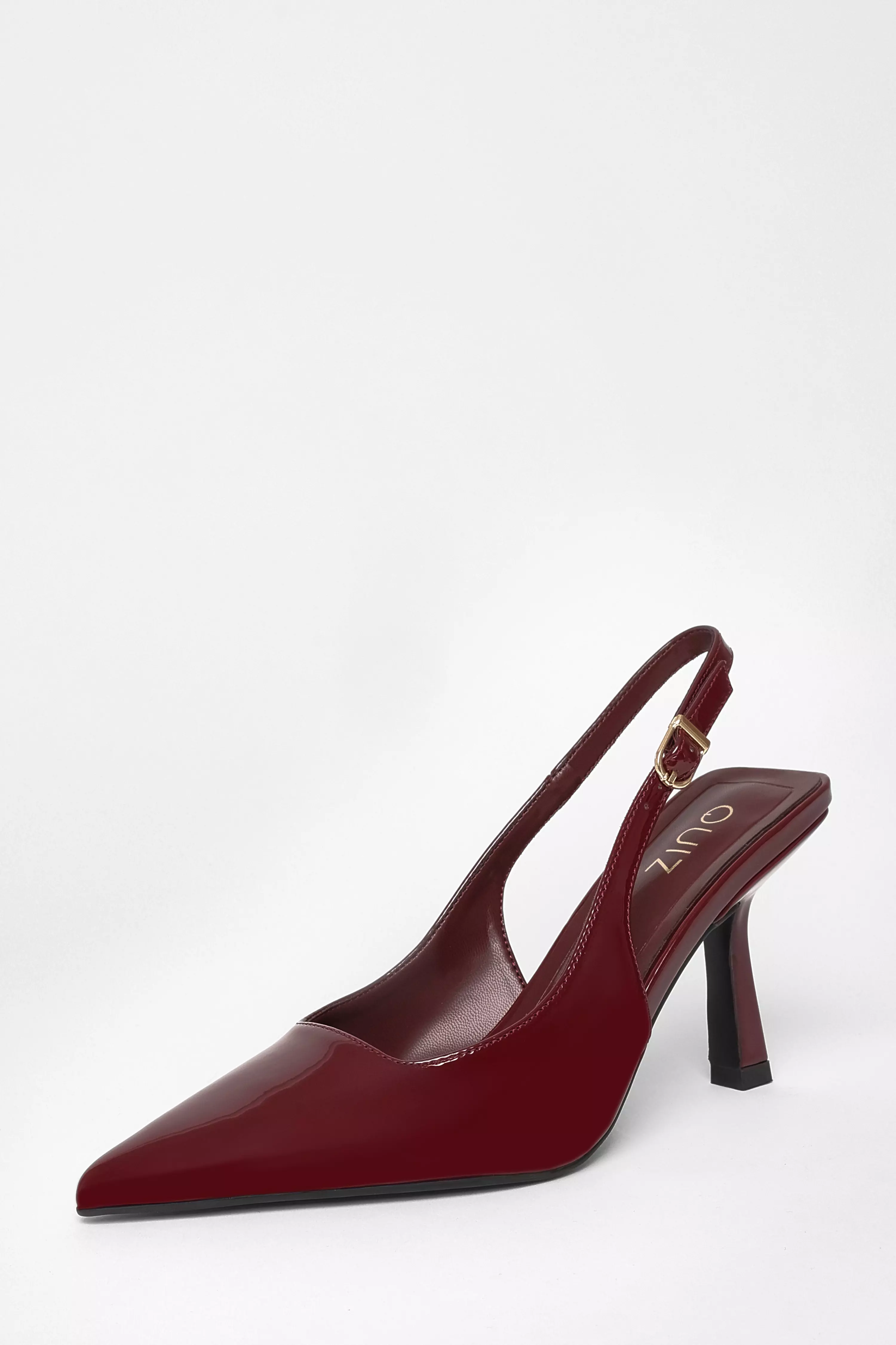 Dark Red Patent Sling Back Court Heels