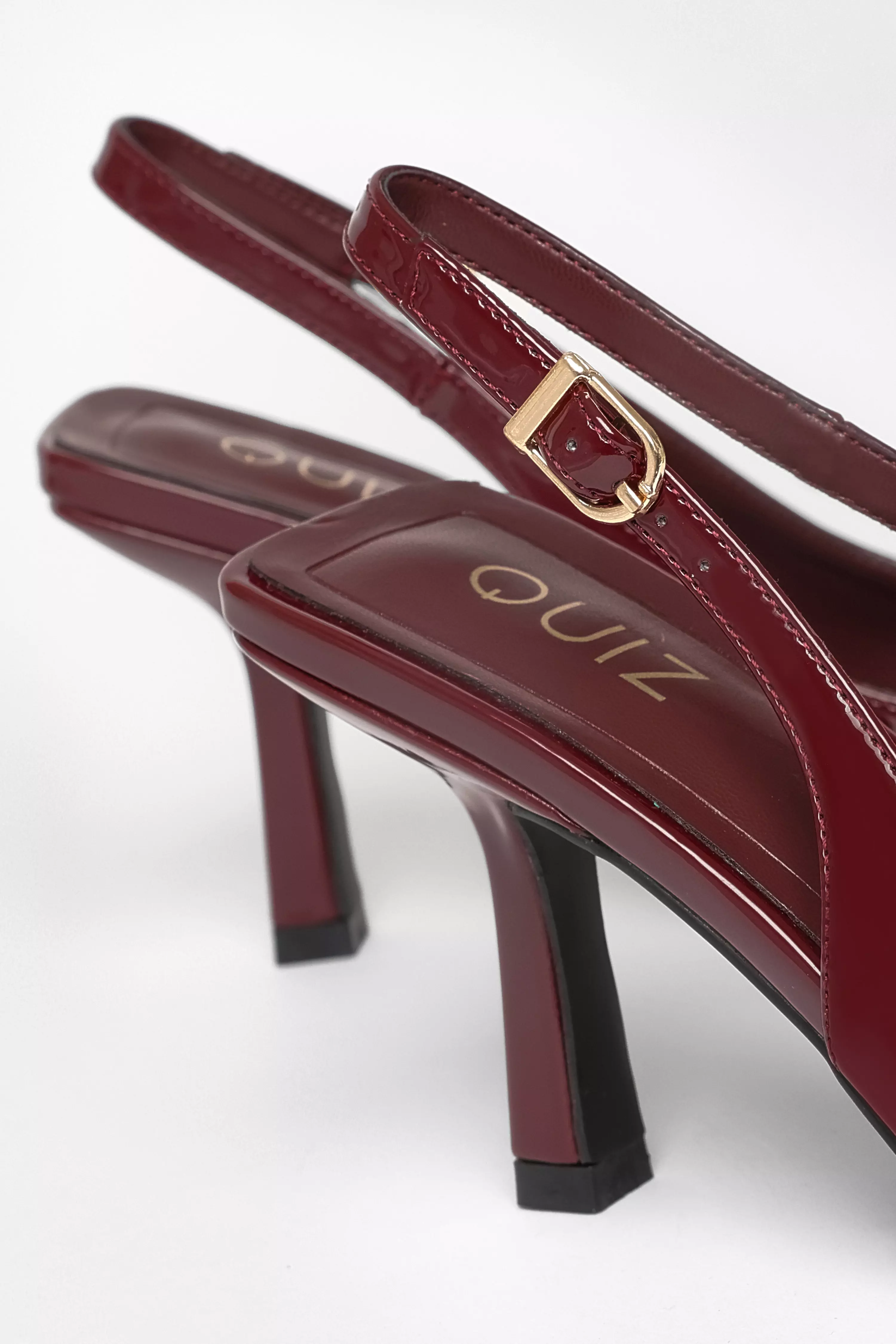 Dark Red Patent Sling Back Court Heels