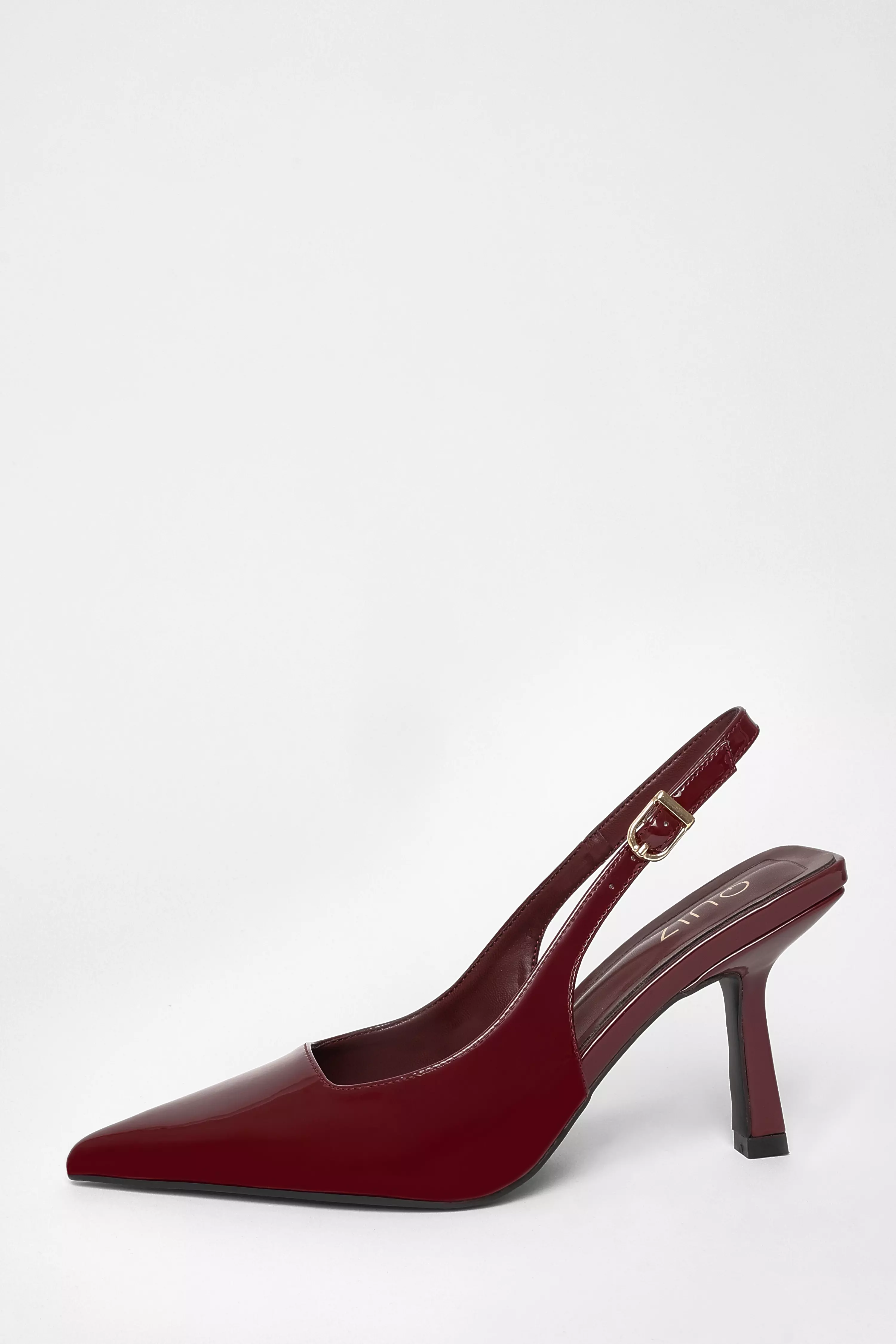 Dark Red Patent Sling Back Court Heels