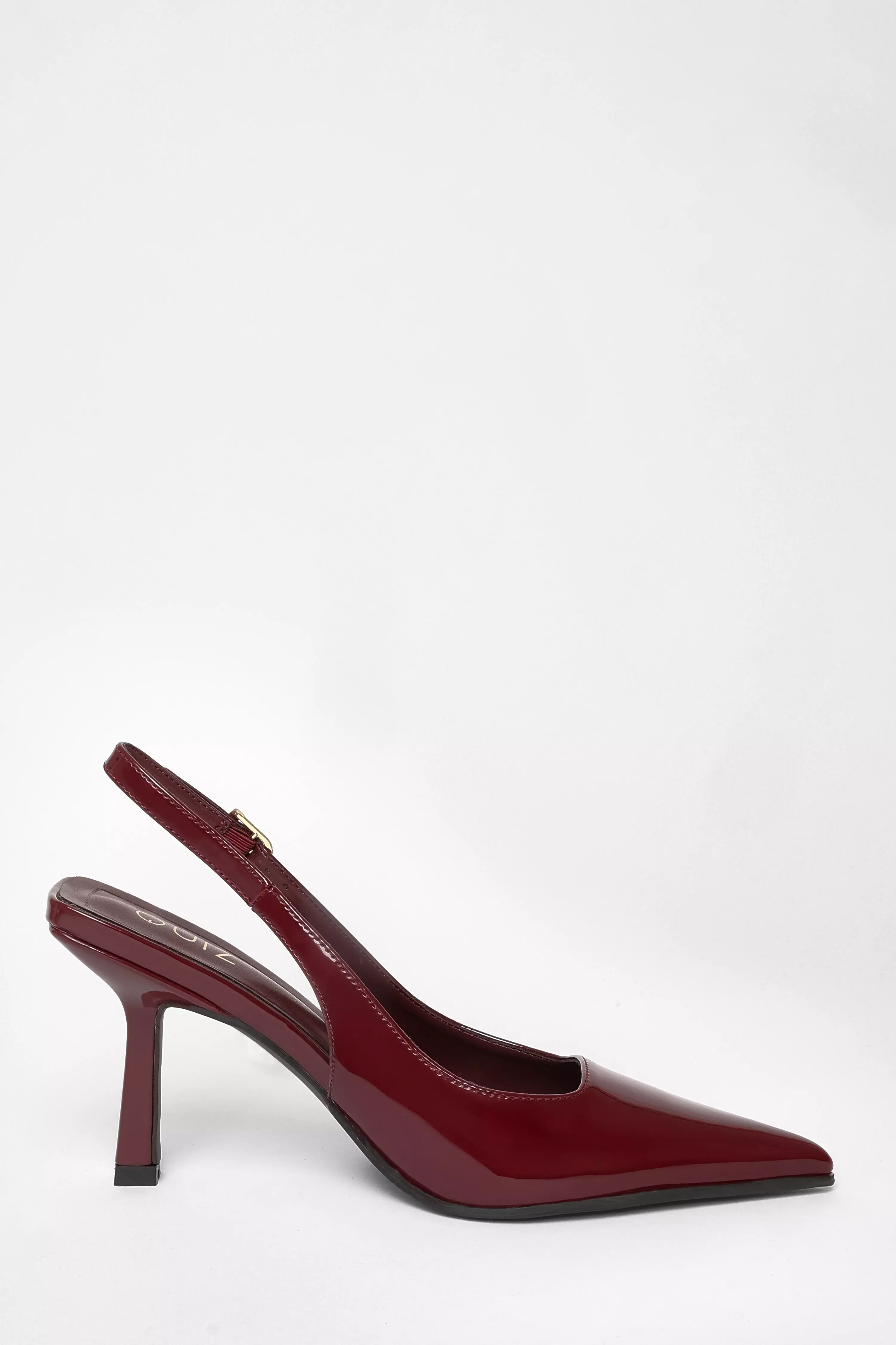 Dark Red Patent Sling Back Court Heels