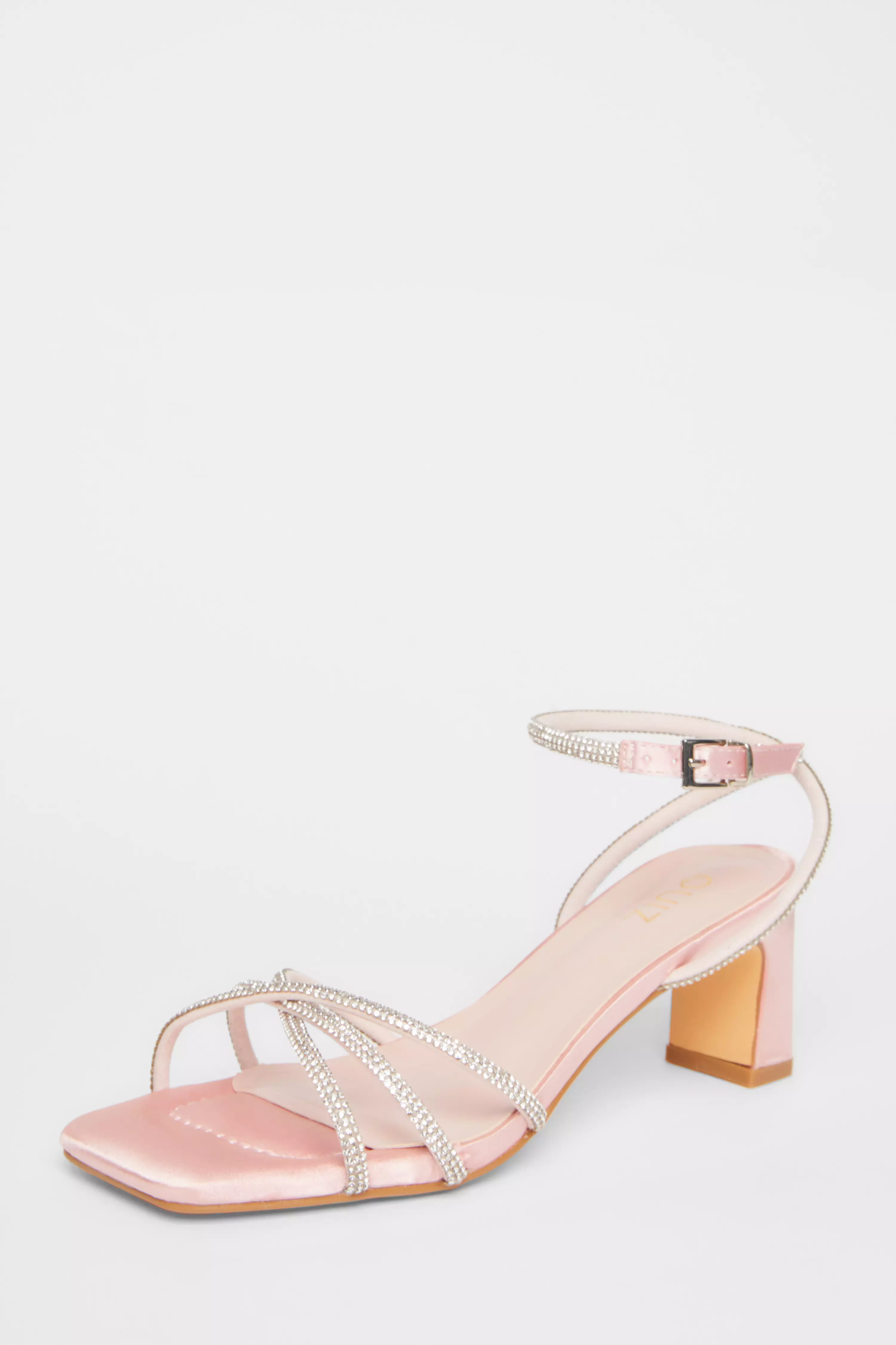 Pale Pink Diamante Heeled Sandals