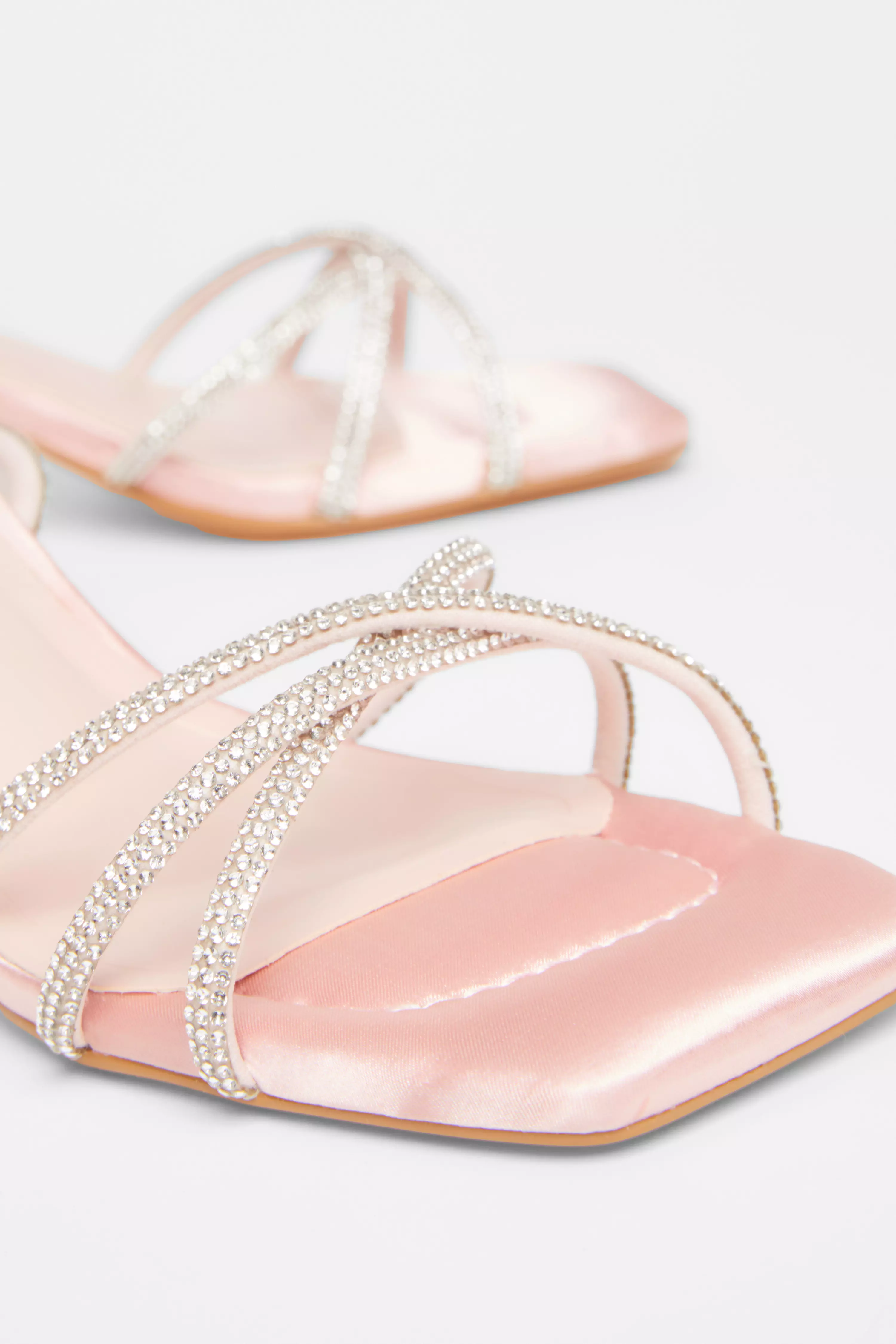 Pale Pink Diamante Heeled Sandals