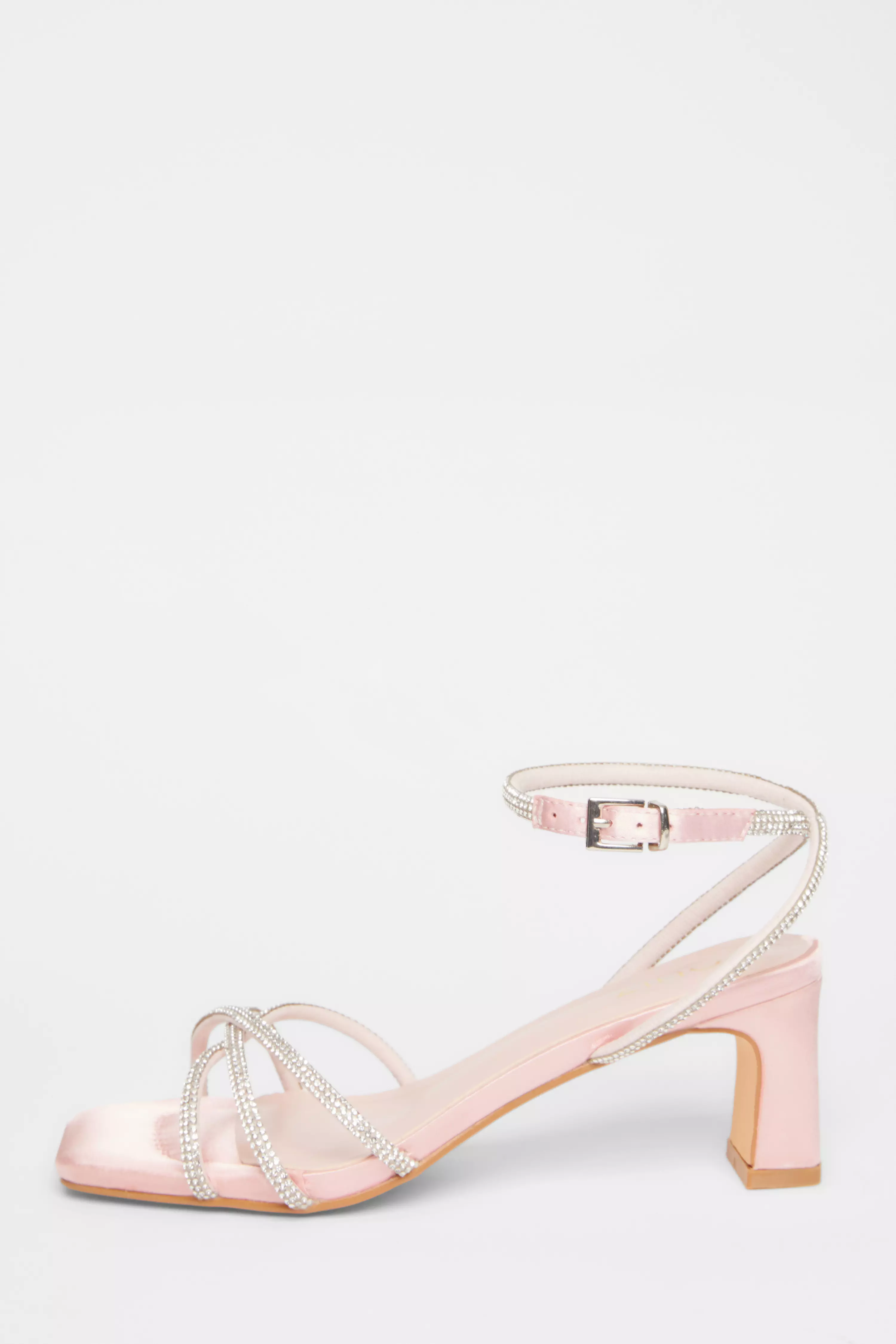 Pale Pink Diamante Heeled Sandals