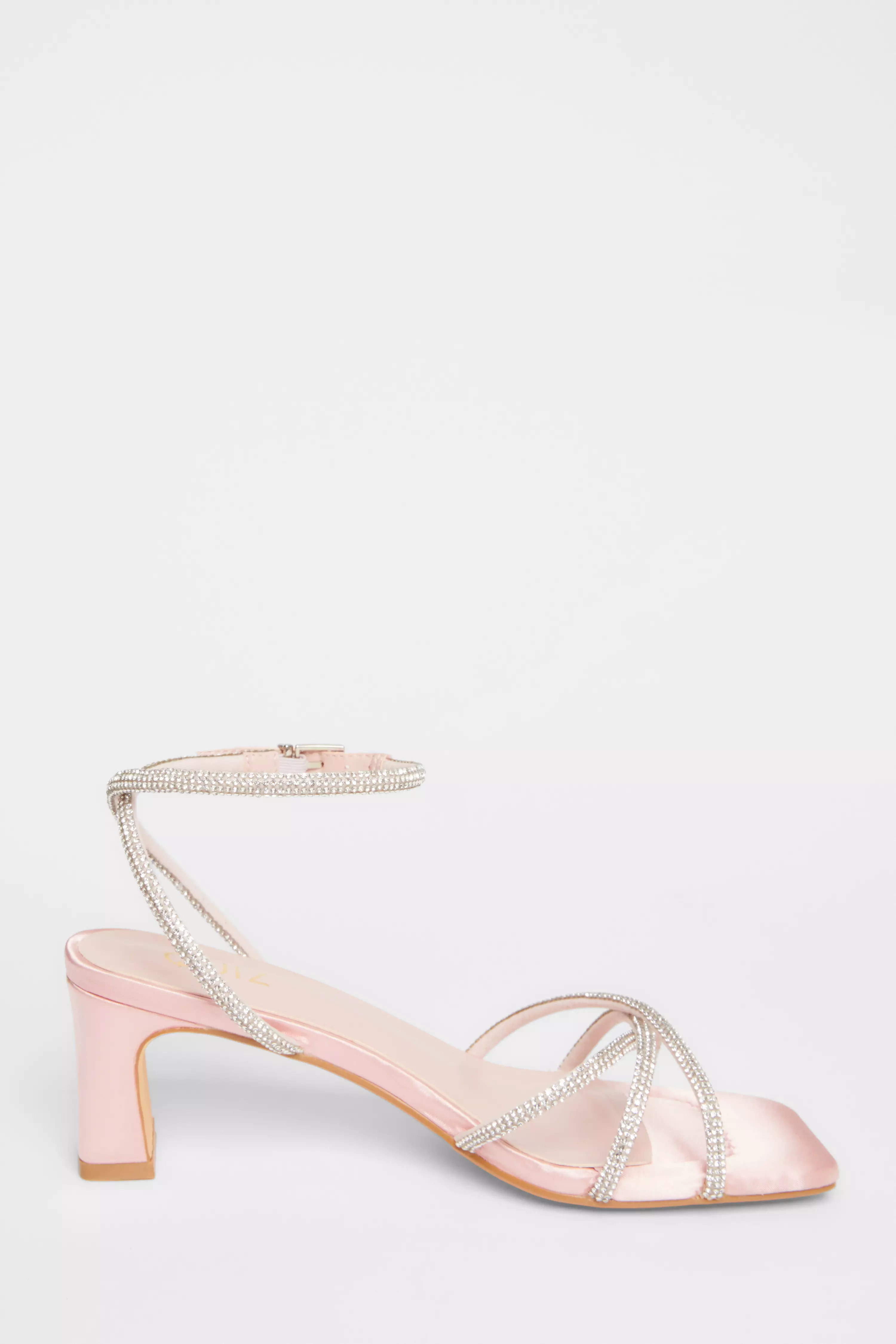 Pale Pink Diamante Heeled Sandals