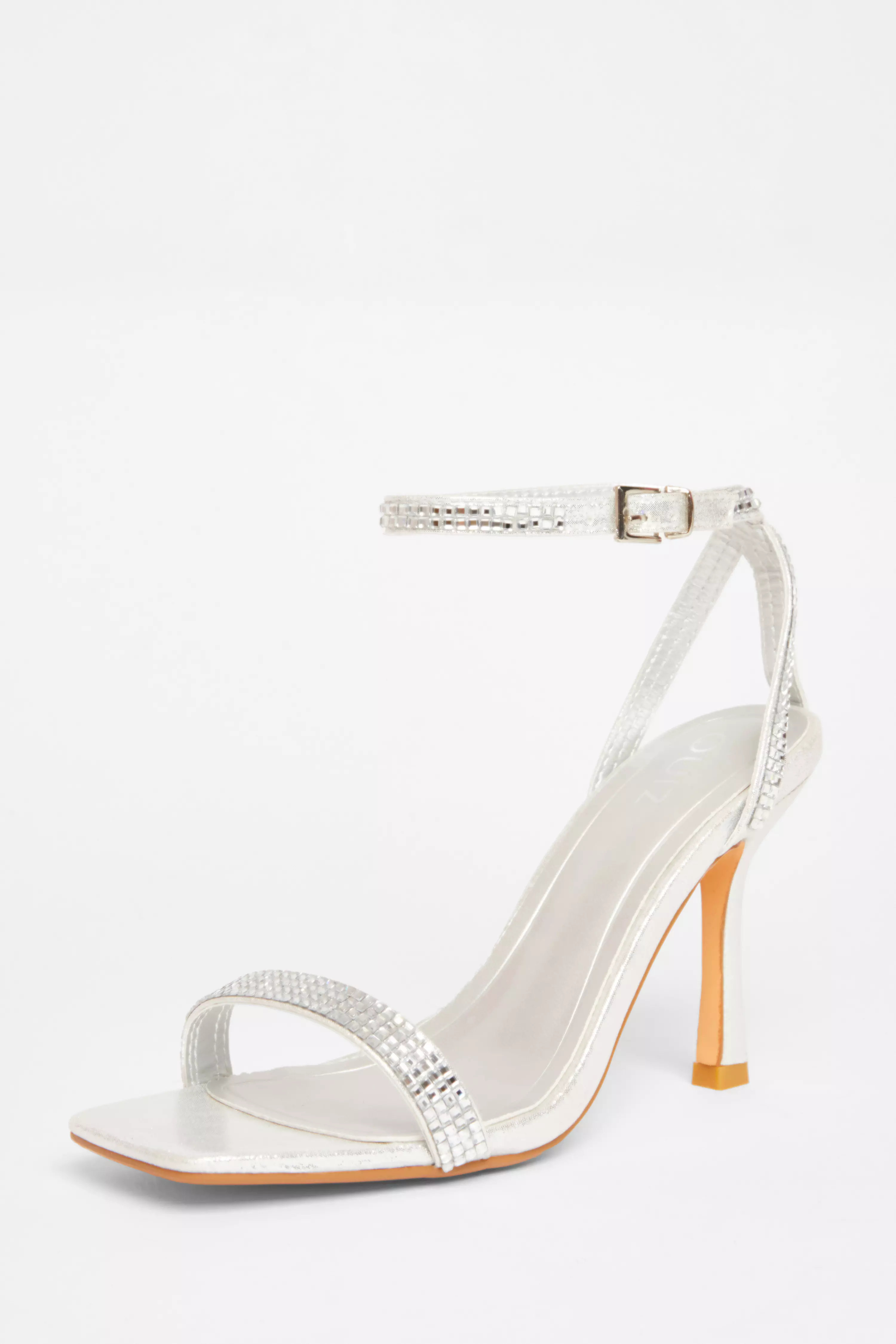 Silver Diamante Strap Heels